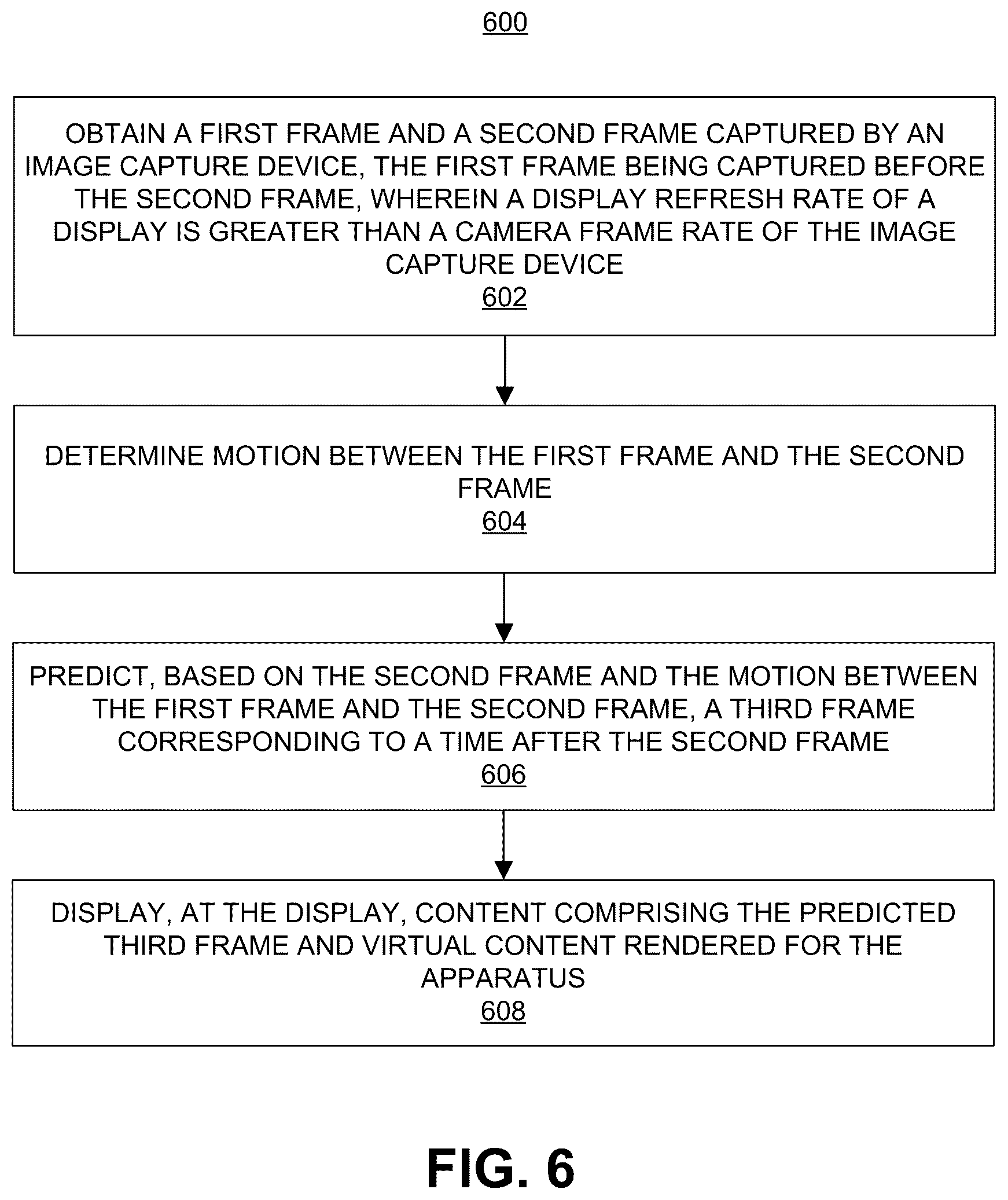 Patent US12106488 Figure 7 – Camera frame extrapolation for video pass-through