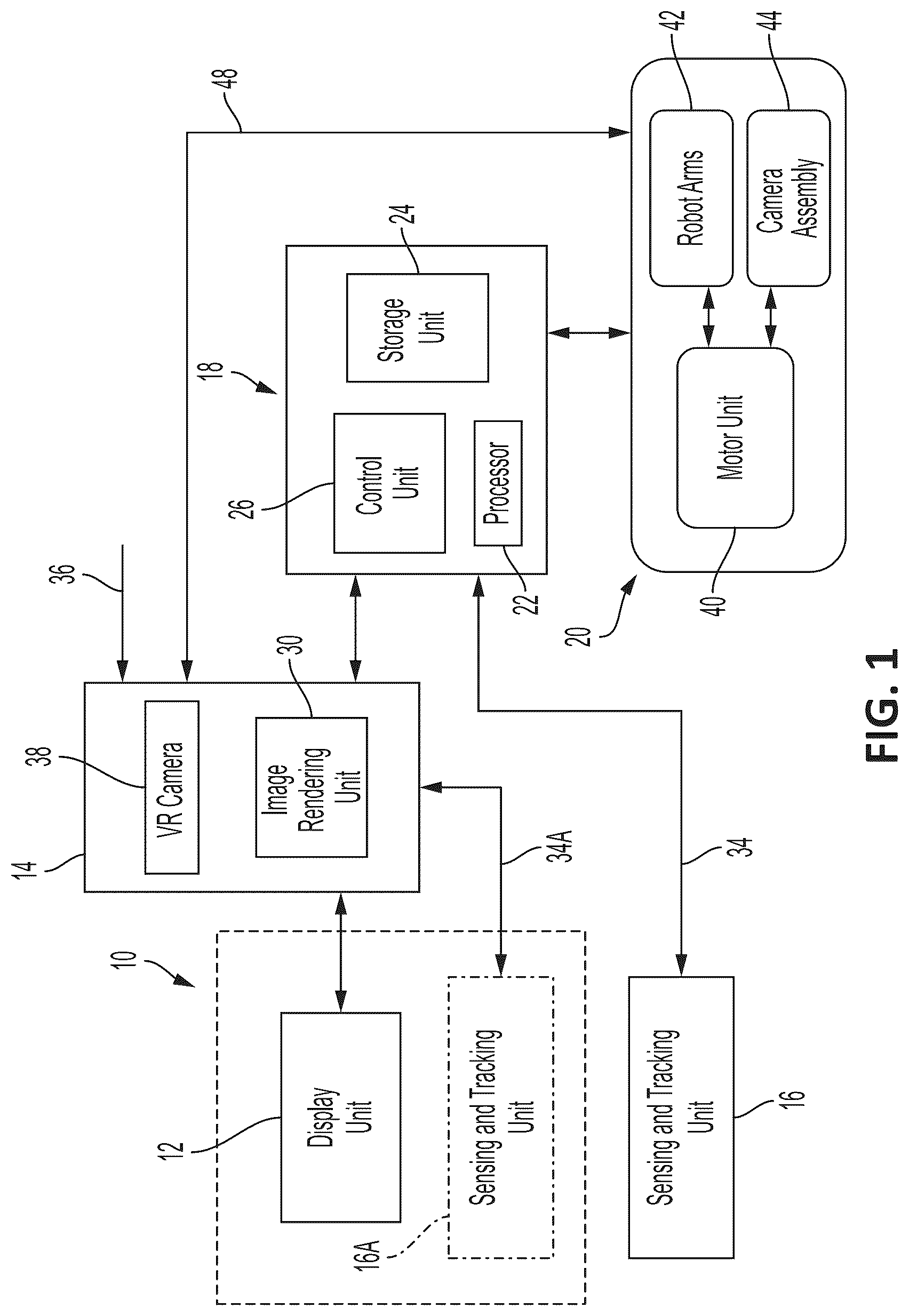 Patent US12106502 Figure 1 – System and method for determining depth perception in vivo in a surgical robotic system