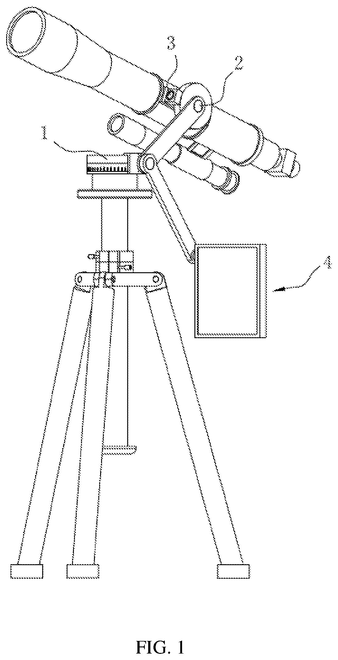 Patent US12106519 Figure 1 – Astronomical telescope stand, auxiliary calibration method for astronomical telescope and astronomical telescope system