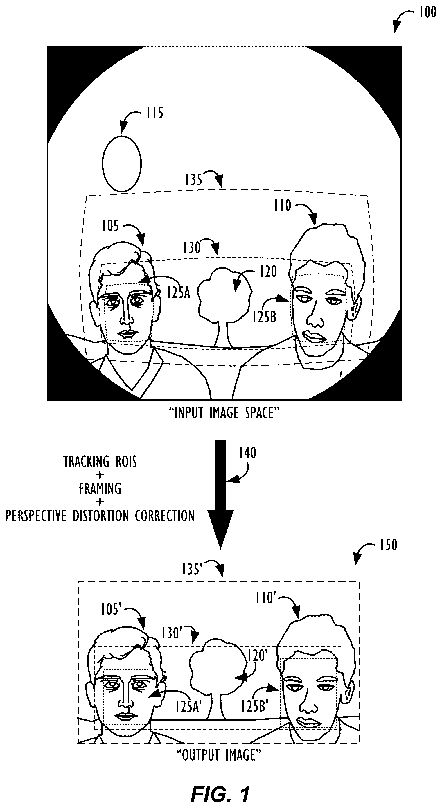 Patent US12106534 — Cinematic image framing for wide field of view (FOV) cameras — Figure 1