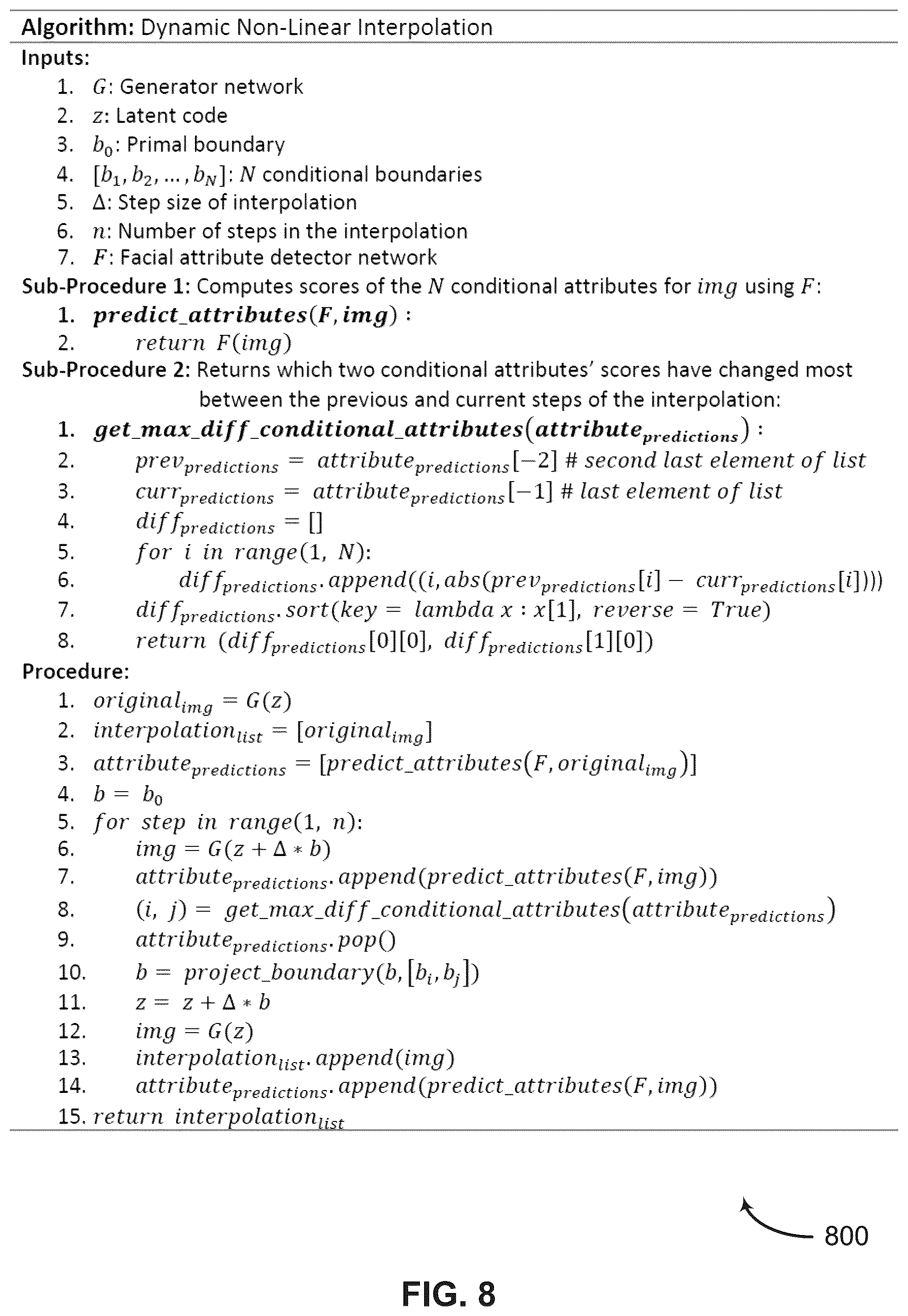 Patent US12106603 Figure 8 – Dynamic non-linear interpolation of latent vectors for semantic face editing