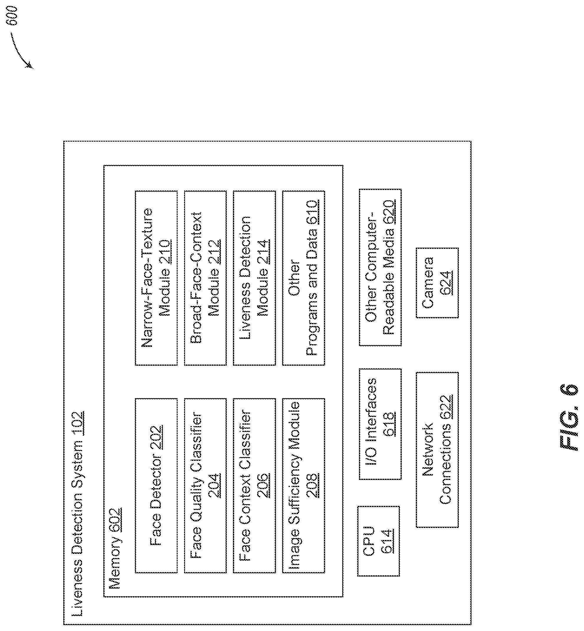 Patent US12106607 Figure 7 – Face liveness detection