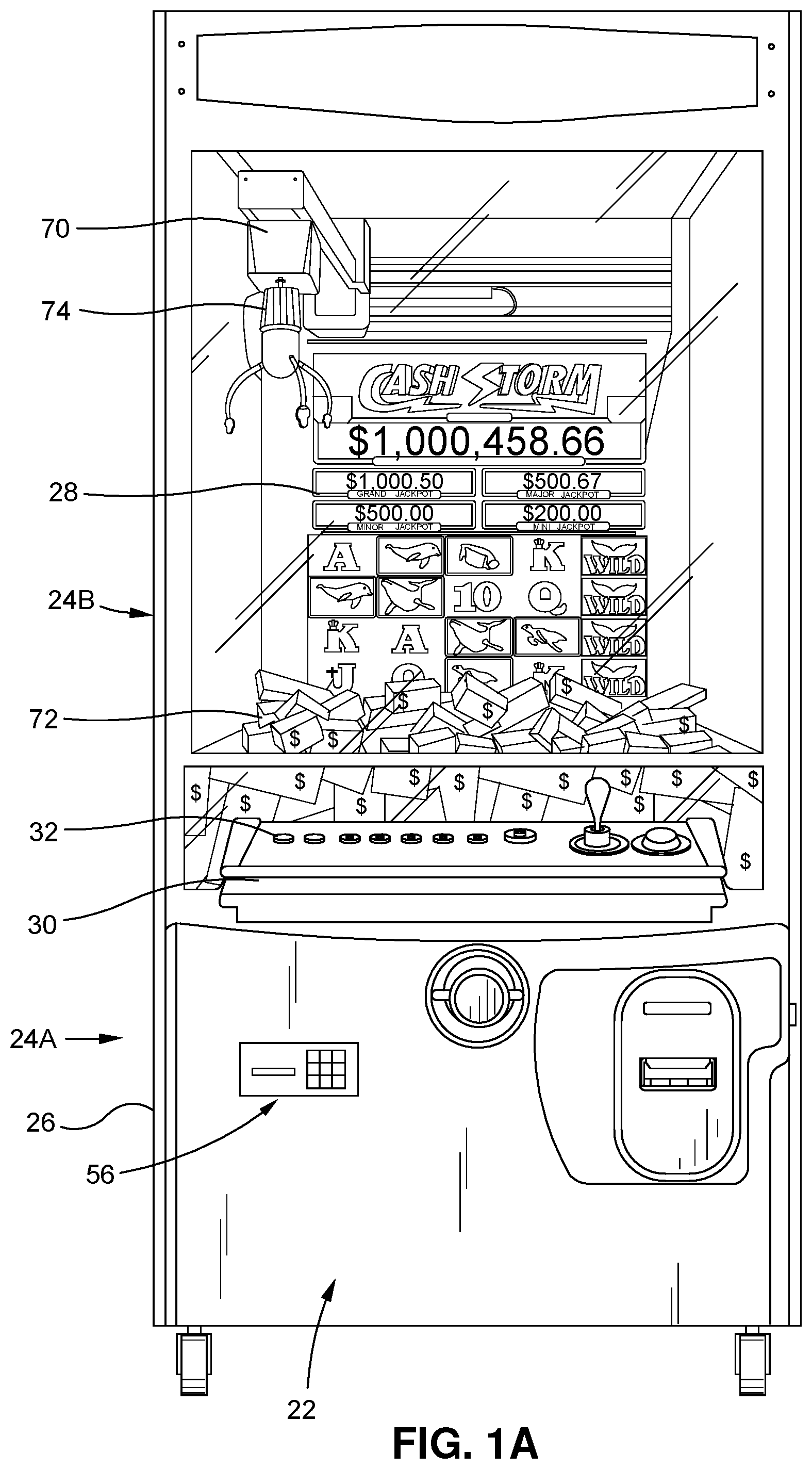 Patent US12106626 — System and method for awarding rewards to players of gaming machines via automated prize redemption centers — Figure 1
