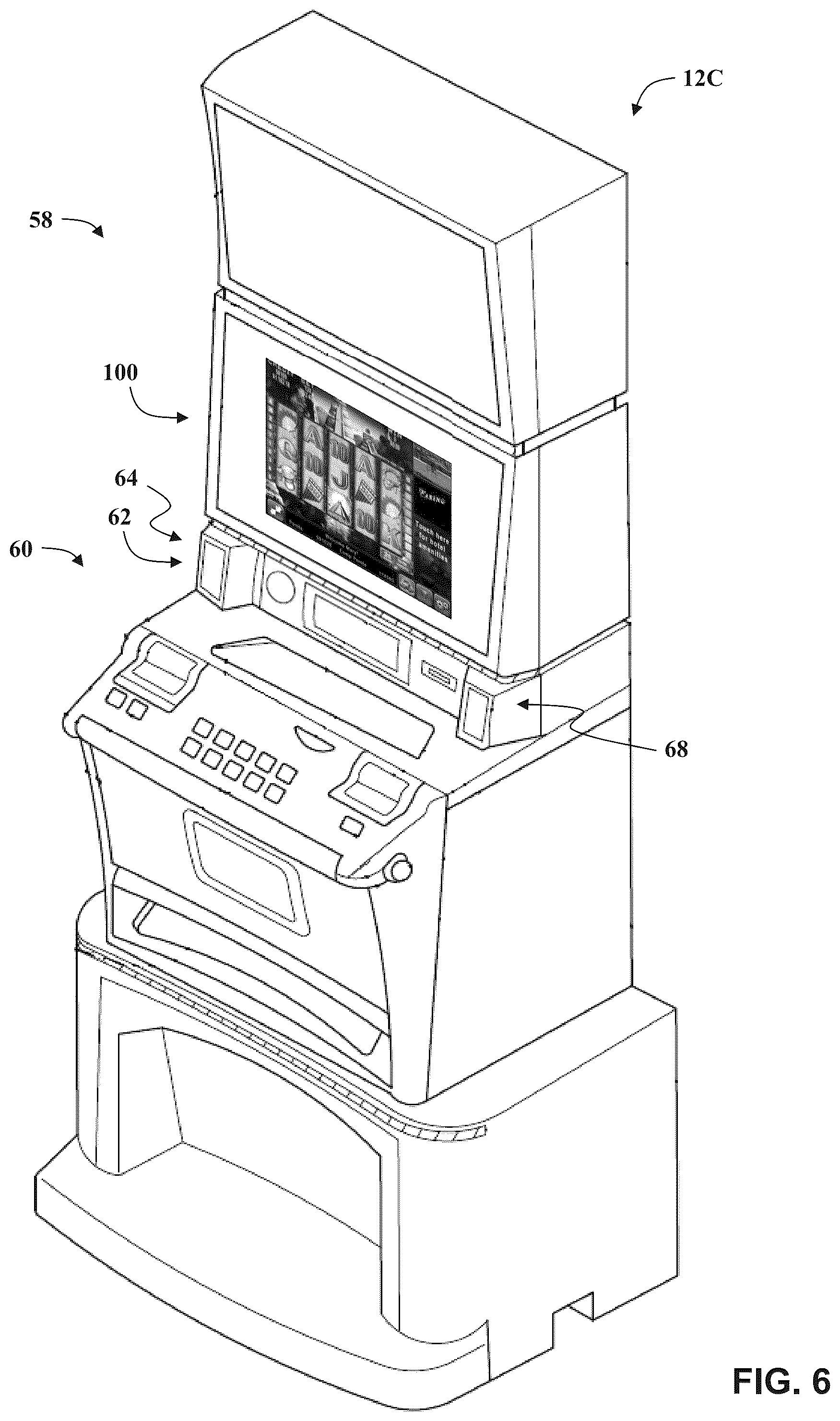 Patent US12106630 Figure 6 – Casino management system with a patron facial recognition system and methods of operating same