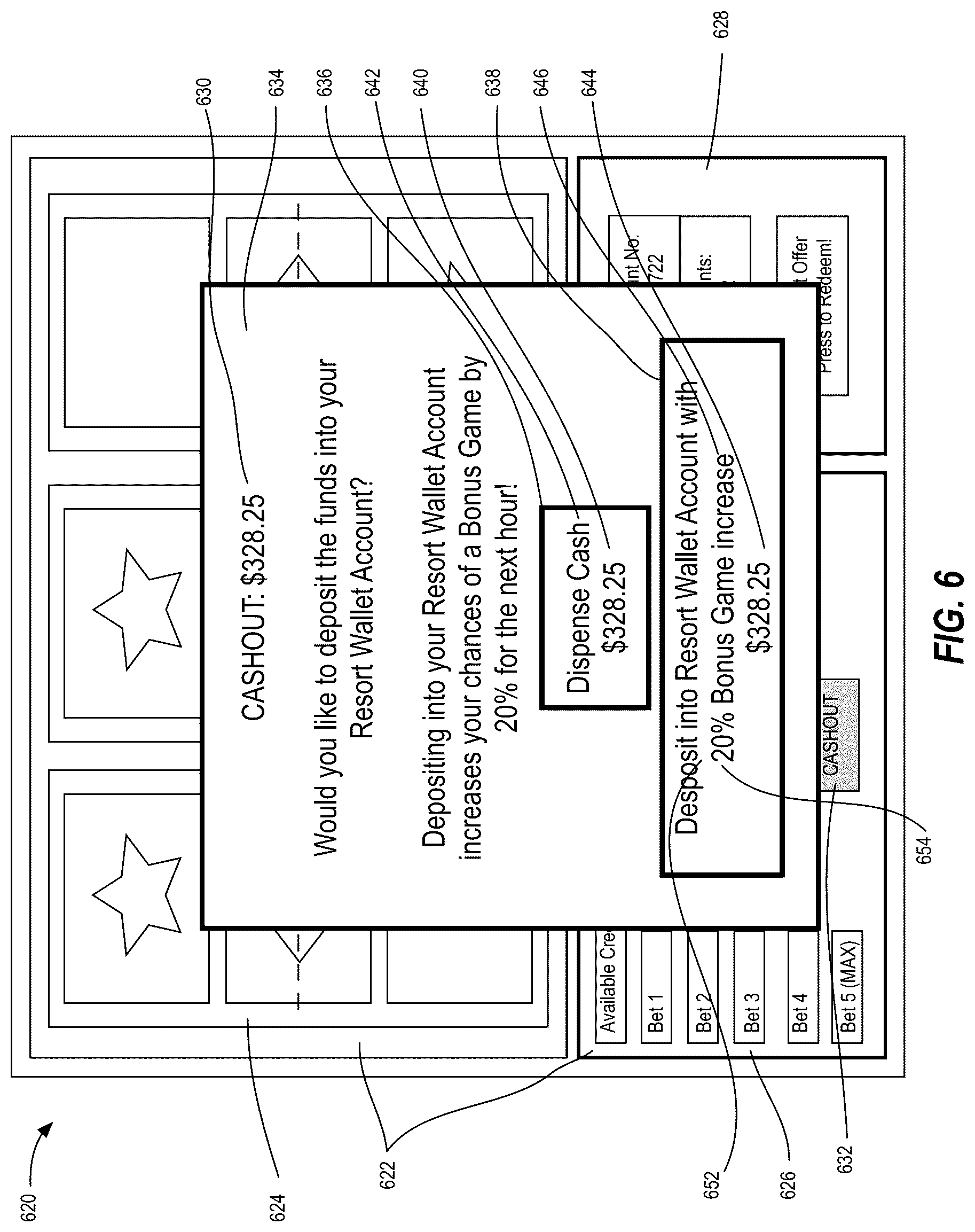 Patent US12106631 Figure 10 – Providing incentives for directing cashout funds to a cashless wallet account, and related systems, devices, and methods