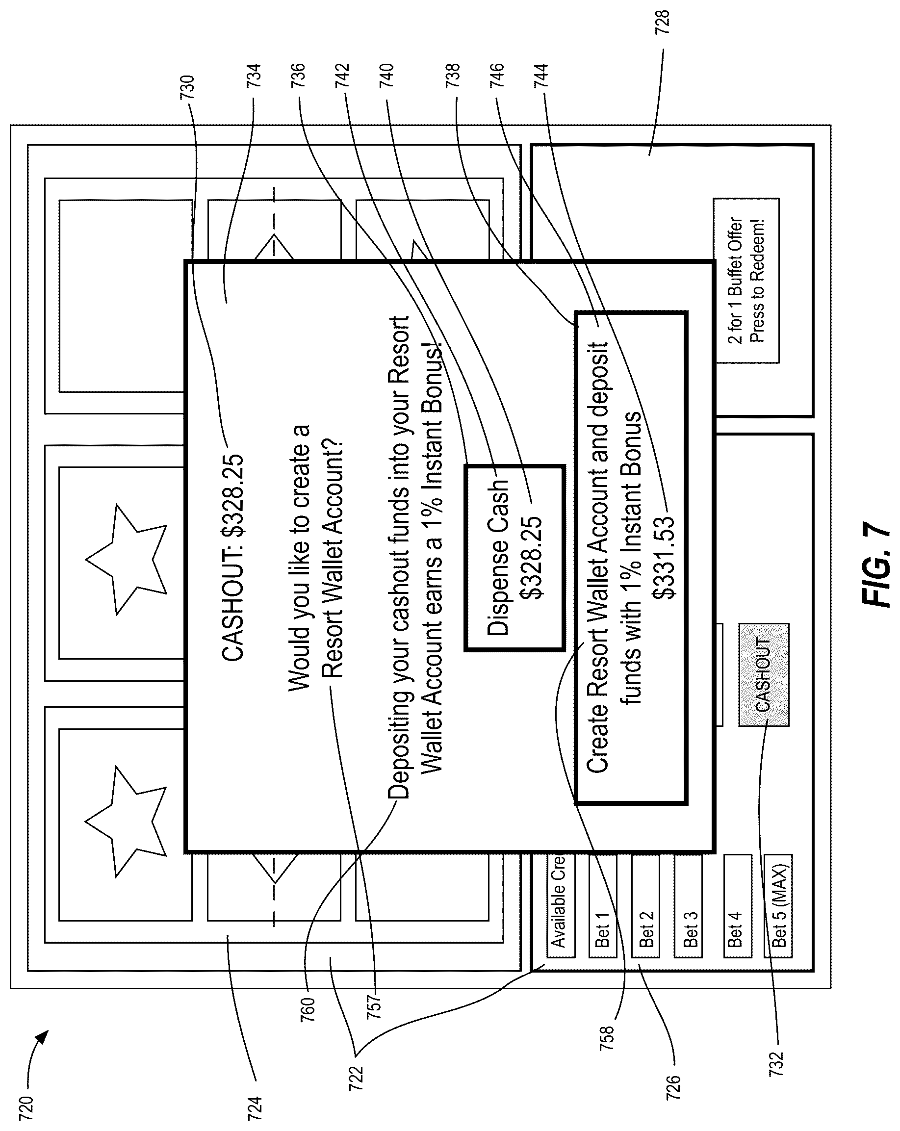 Patent US12106631 Figure 11 – Providing incentives for directing cashout funds to a cashless wallet account, and related systems, devices, and methods