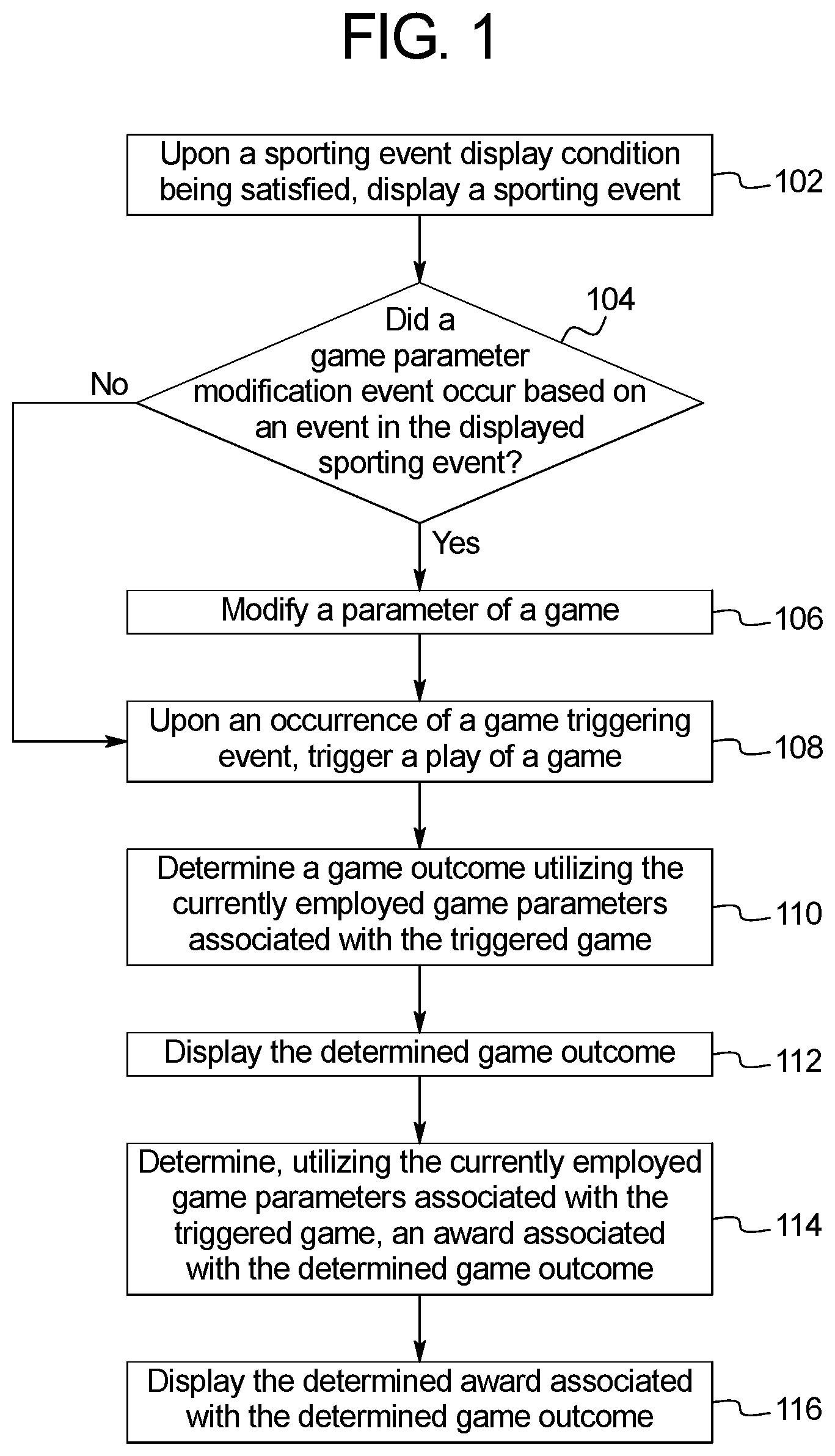 Patent US12106635 Figure 1 – Gaming system and method for modifying a play of a wagering game based on a sporting event