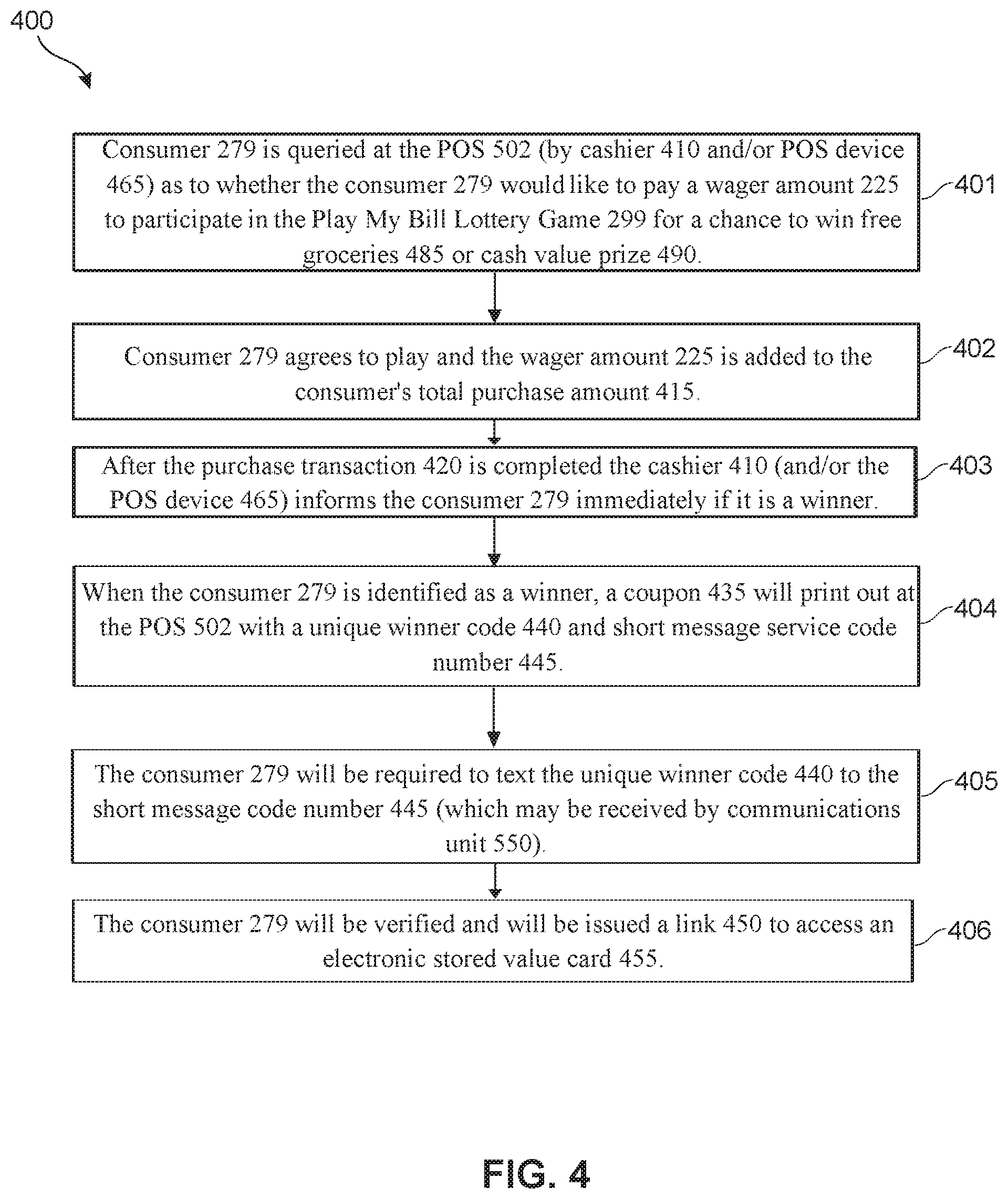 Patent US12106637 Figure 5 – Play my bill retail lottery game
