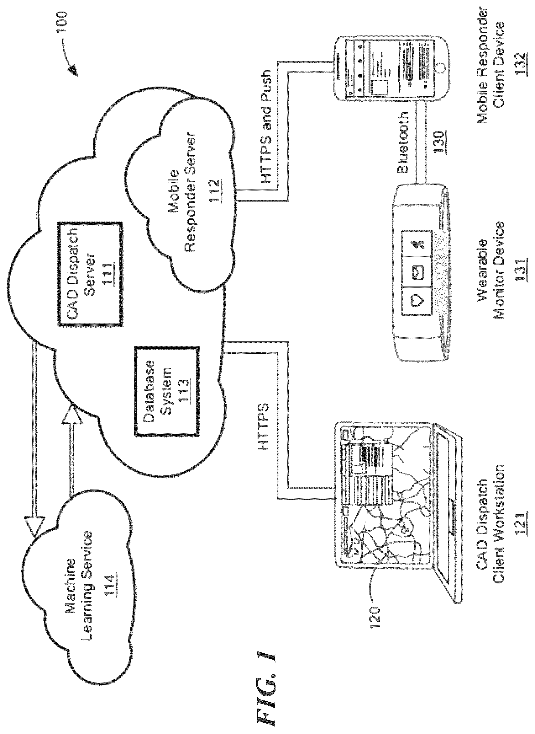 Patent US12106657 Figure 1 – Similarity agent for computer-aided dispatch systems