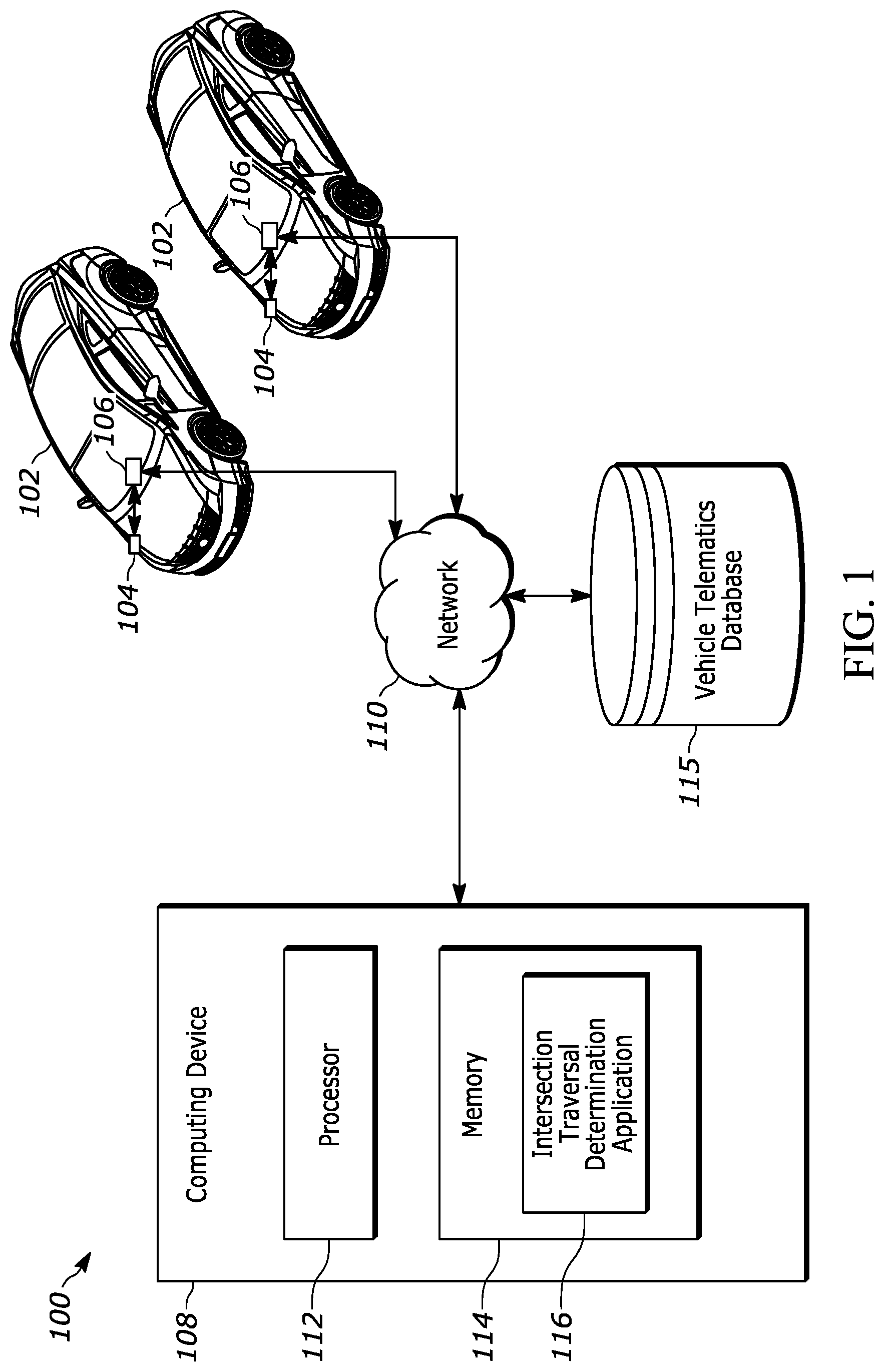 Patent US12106660 — High speed determination of intersection traversal without road data — Figure 1