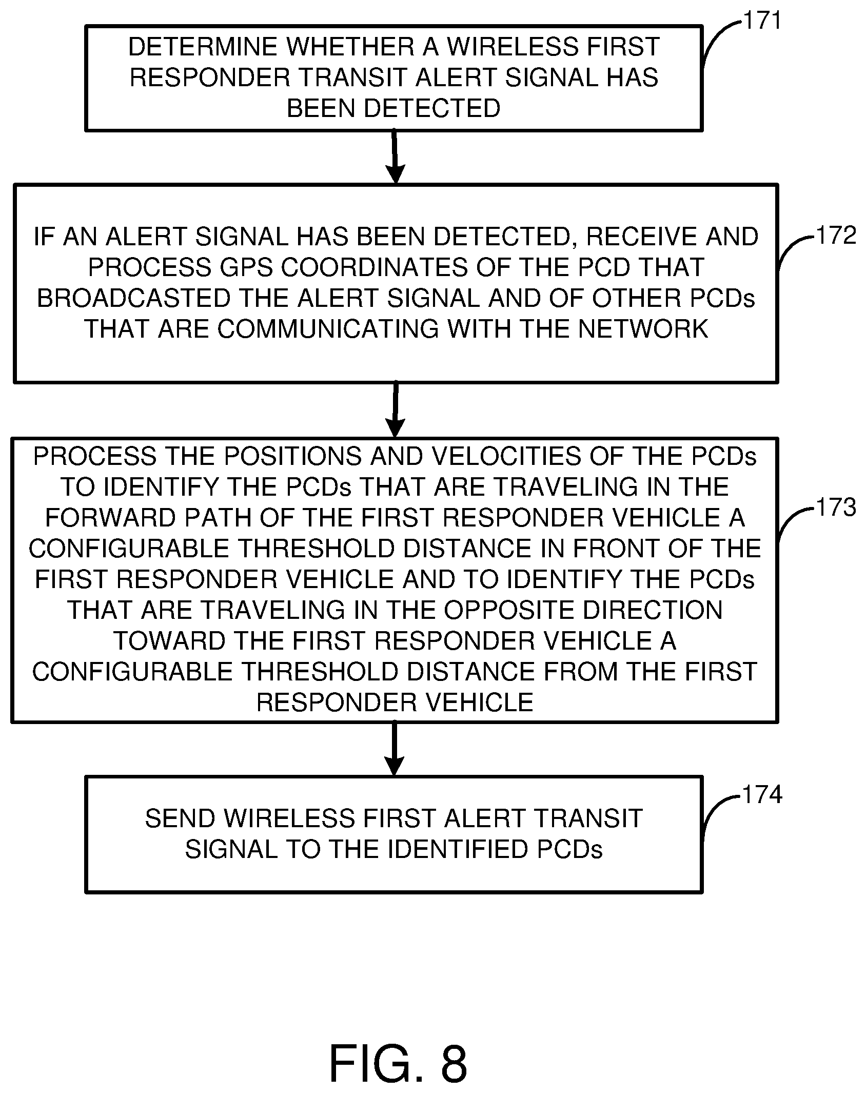 Patent US12106665 Figure 8 – First responder transit alert system and method