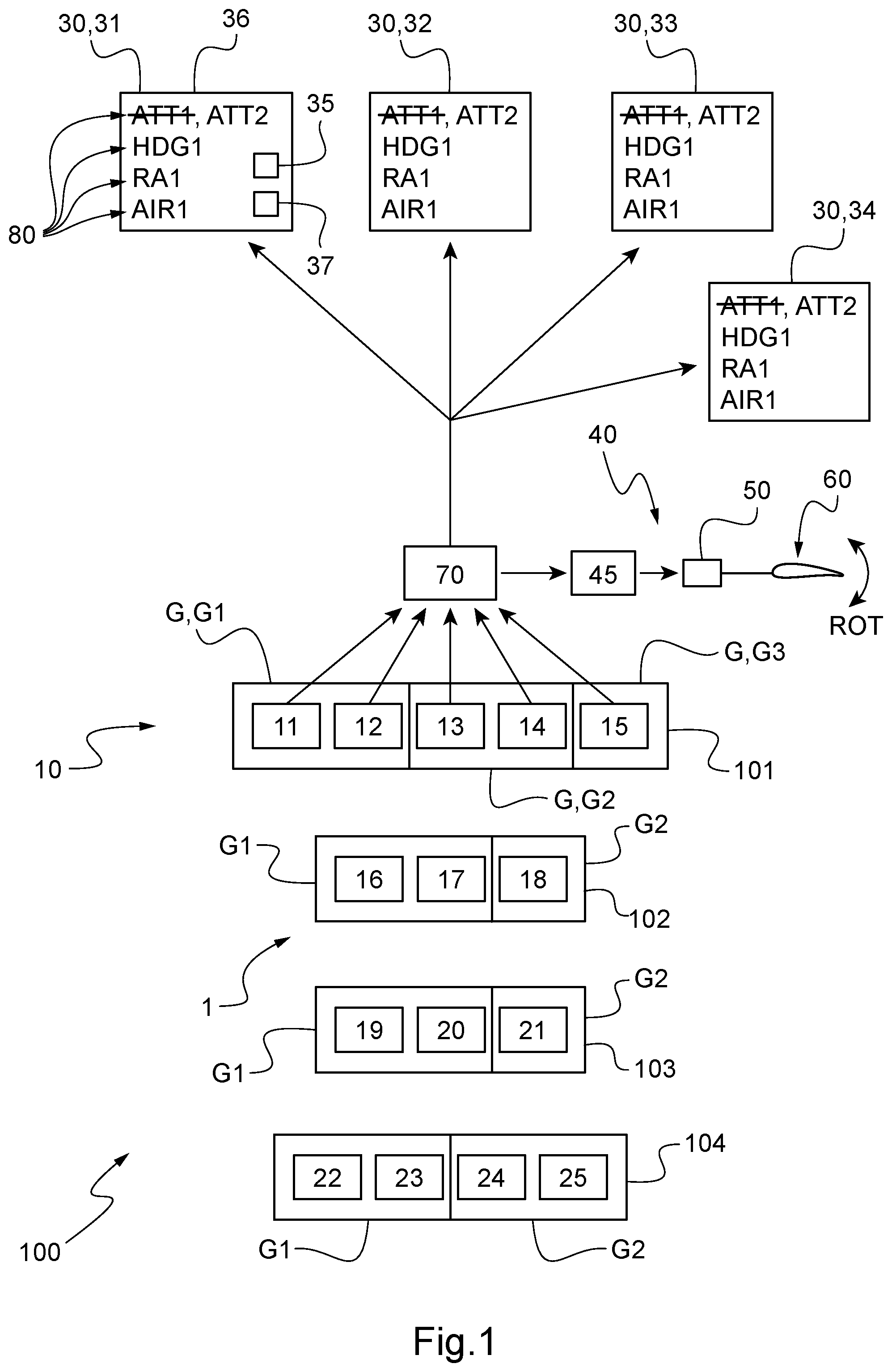 Patent US12106673 Figure 1 – Data display system for an aircraft