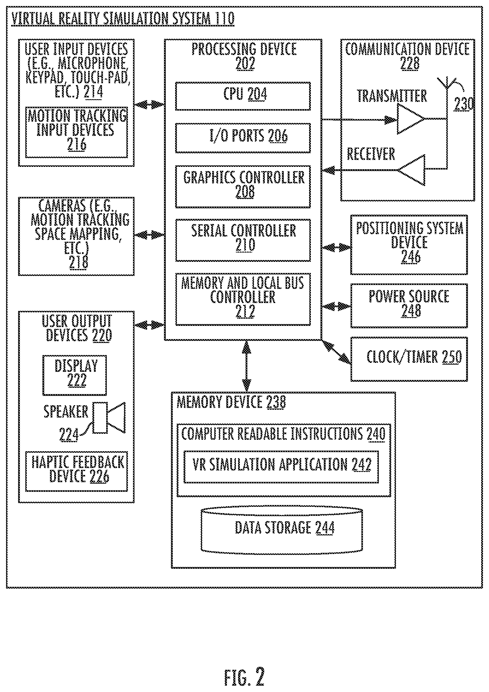Patent US12106676 Figure 2 – Virtual reality training and evaluation system