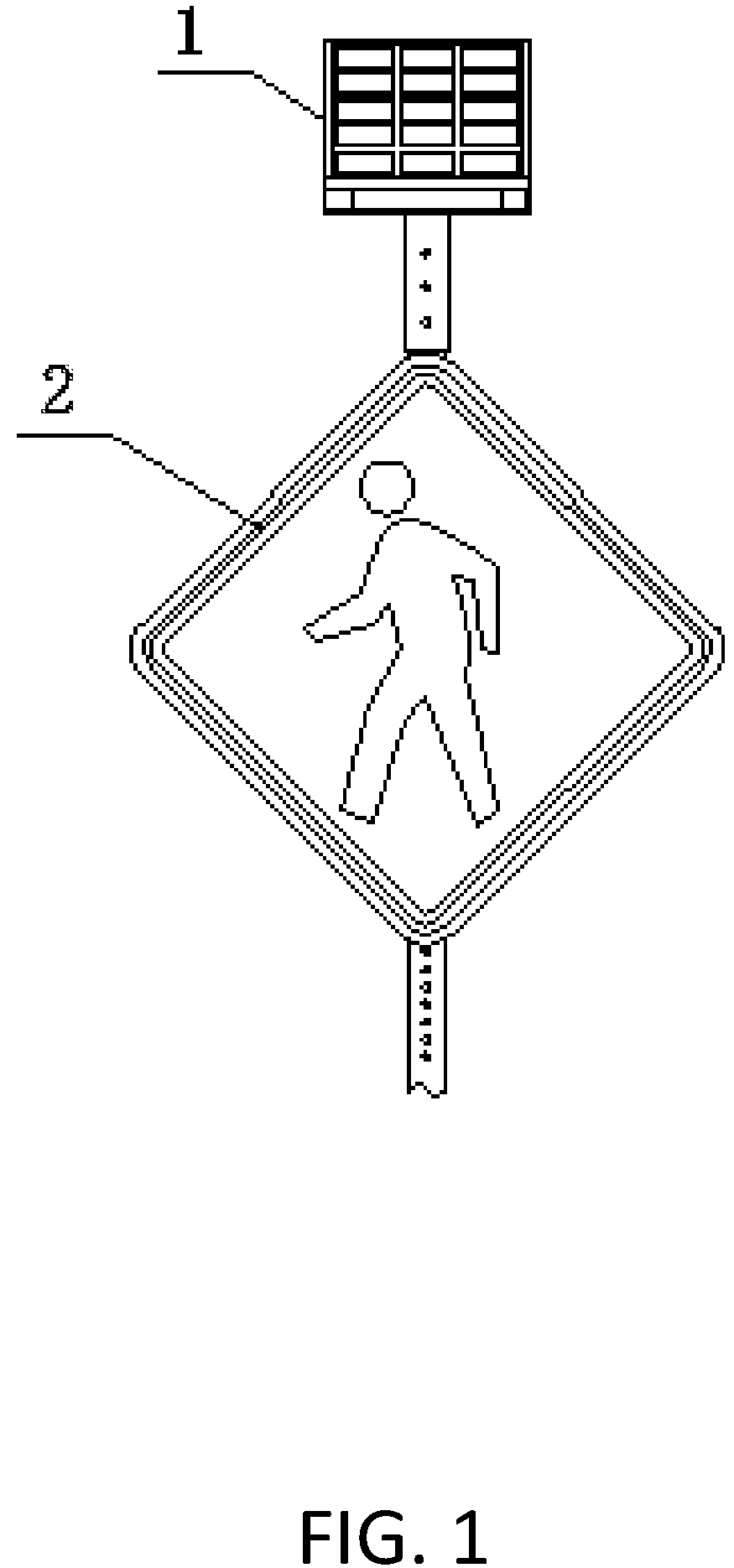 Patent US12106686 Figure 1 – Signboard assembly and fully transparent solar LED luminous signboard