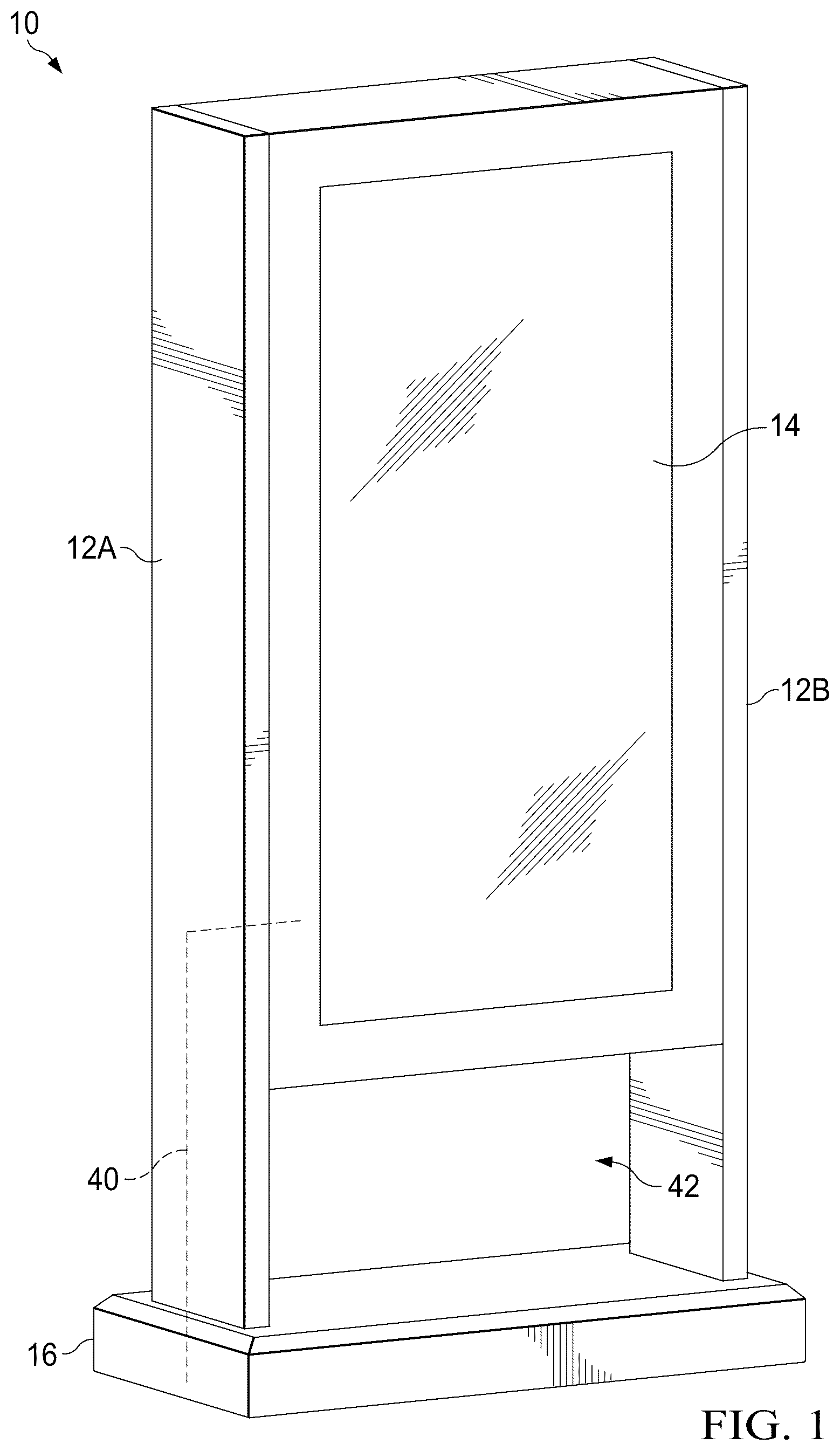 Patent US12106687 Figure 1 – Display assembly with unobstructed zone