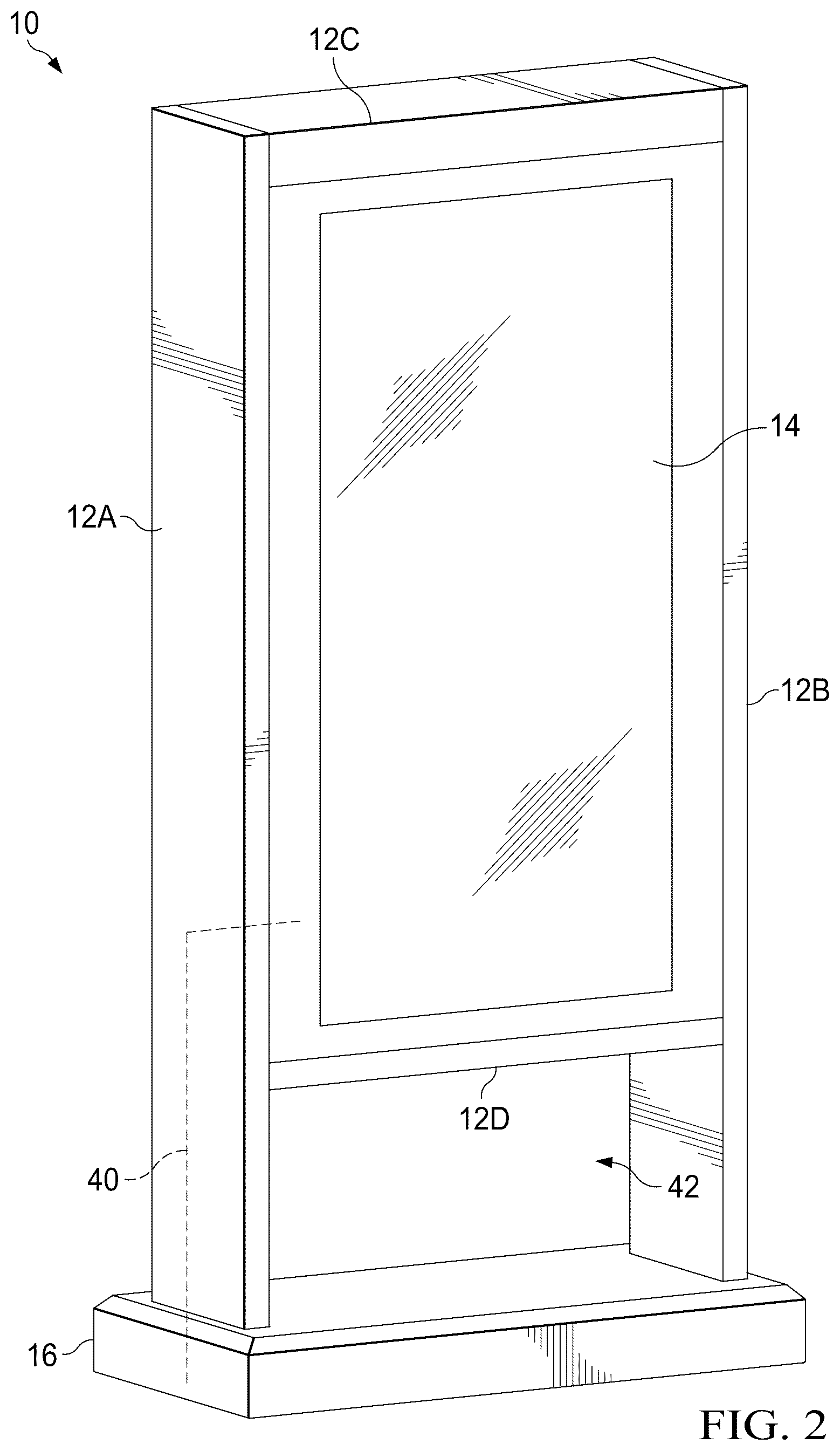 Patent US12106687 Figure 2 – Display assembly with unobstructed zone