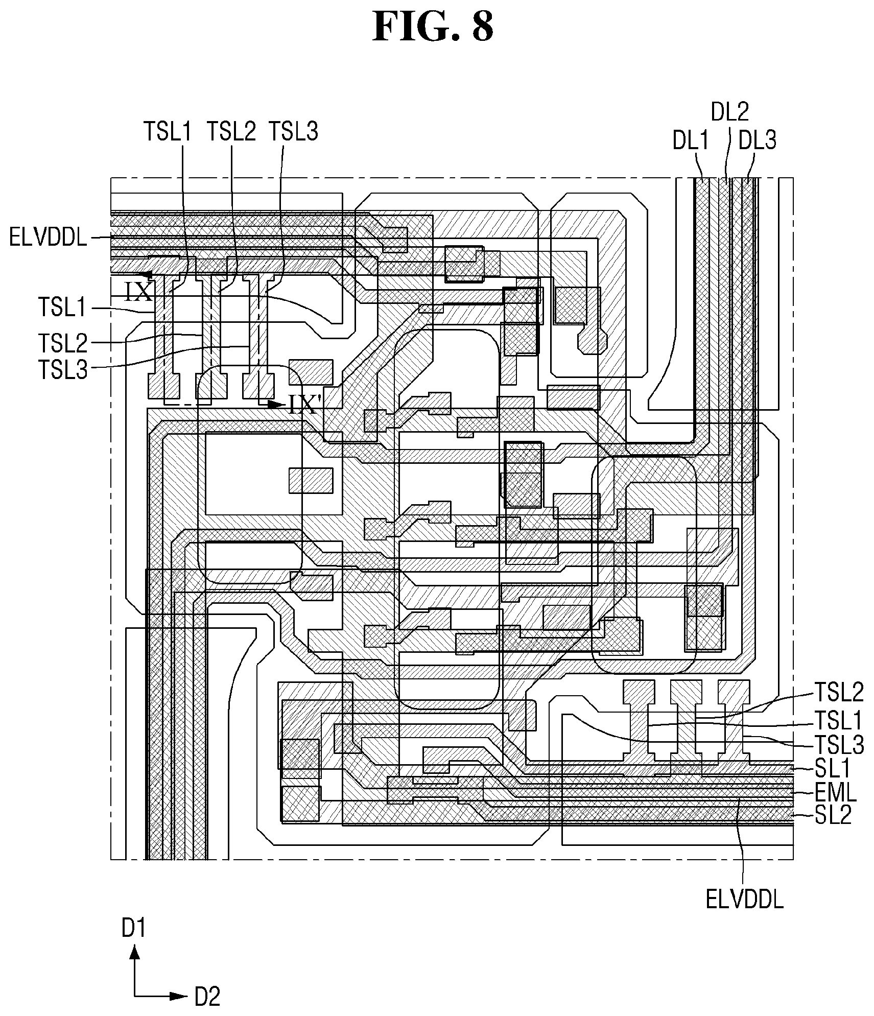 Patent US12106689 Figure 8 – Display device and test method thereof