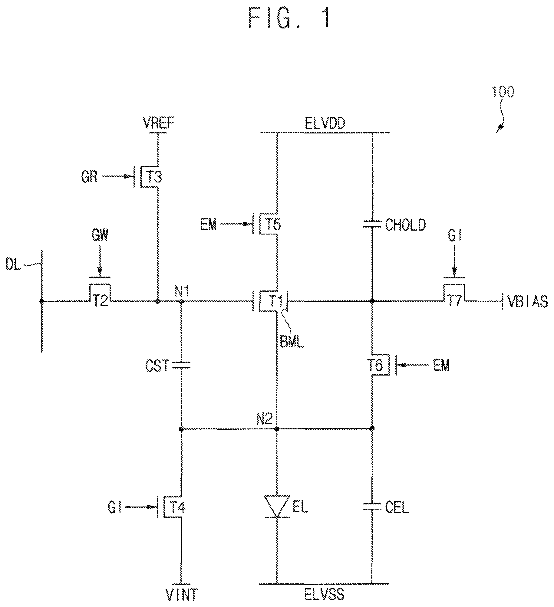 Patent US12106706 Figure 1 – Pixel of a display device, and display device
