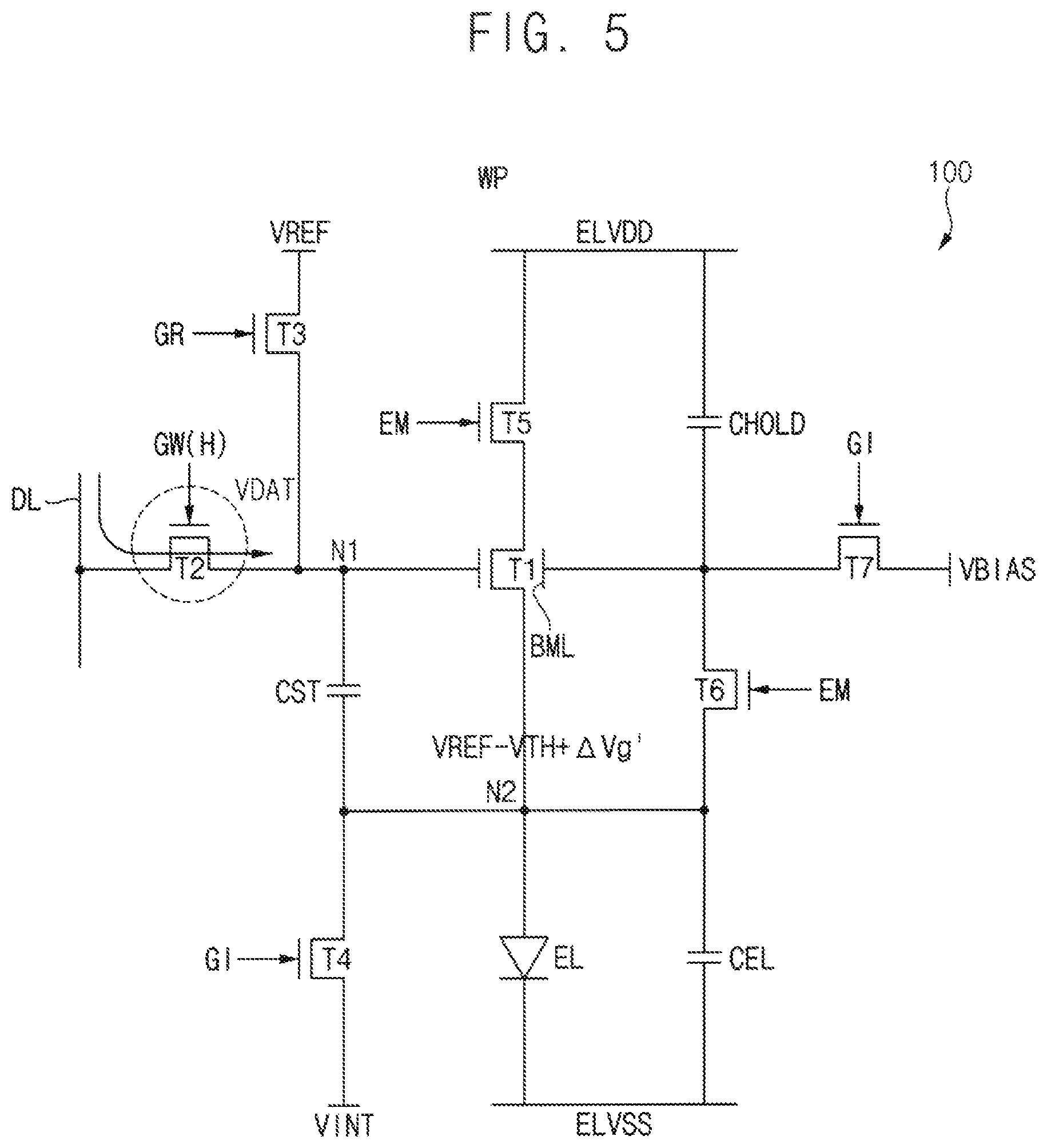 Patent US12106706 Figure 5 – Pixel of a display device, and display device