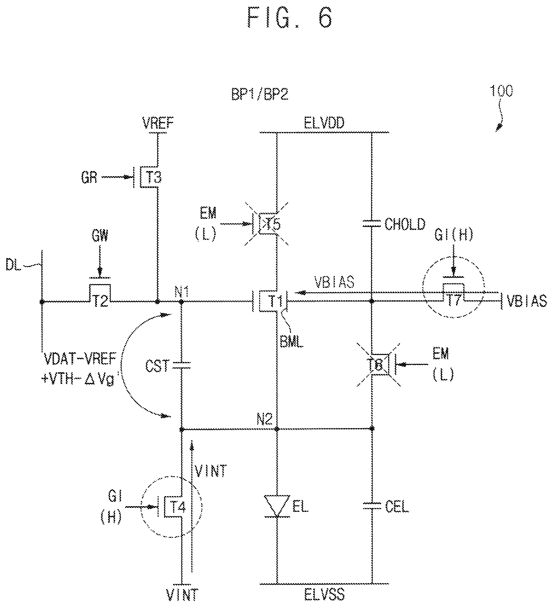 Patent US12106706 Figure 6 – Pixel of a display device, and display device
