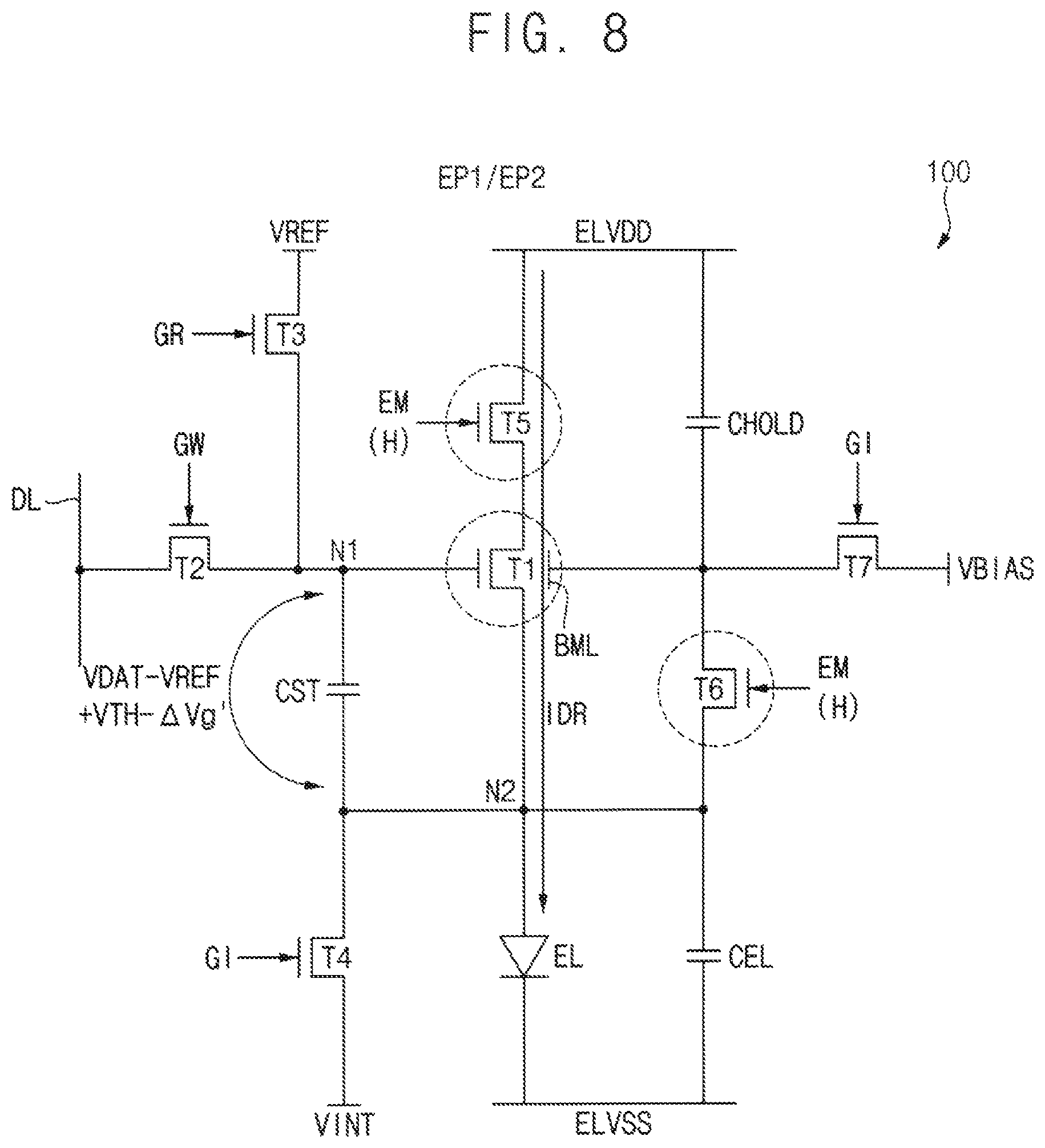 Patent US12106706 Figure 8 – Pixel of a display device, and display device