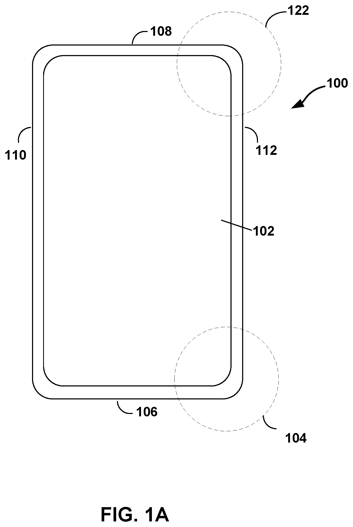 Patent US12106713 Figure 1 – Display device with reduced rounded corner bezel size