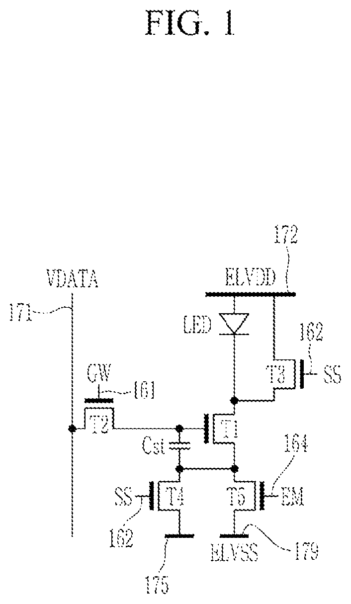 Patent US12106715 Figure 1 – Light emitting display device