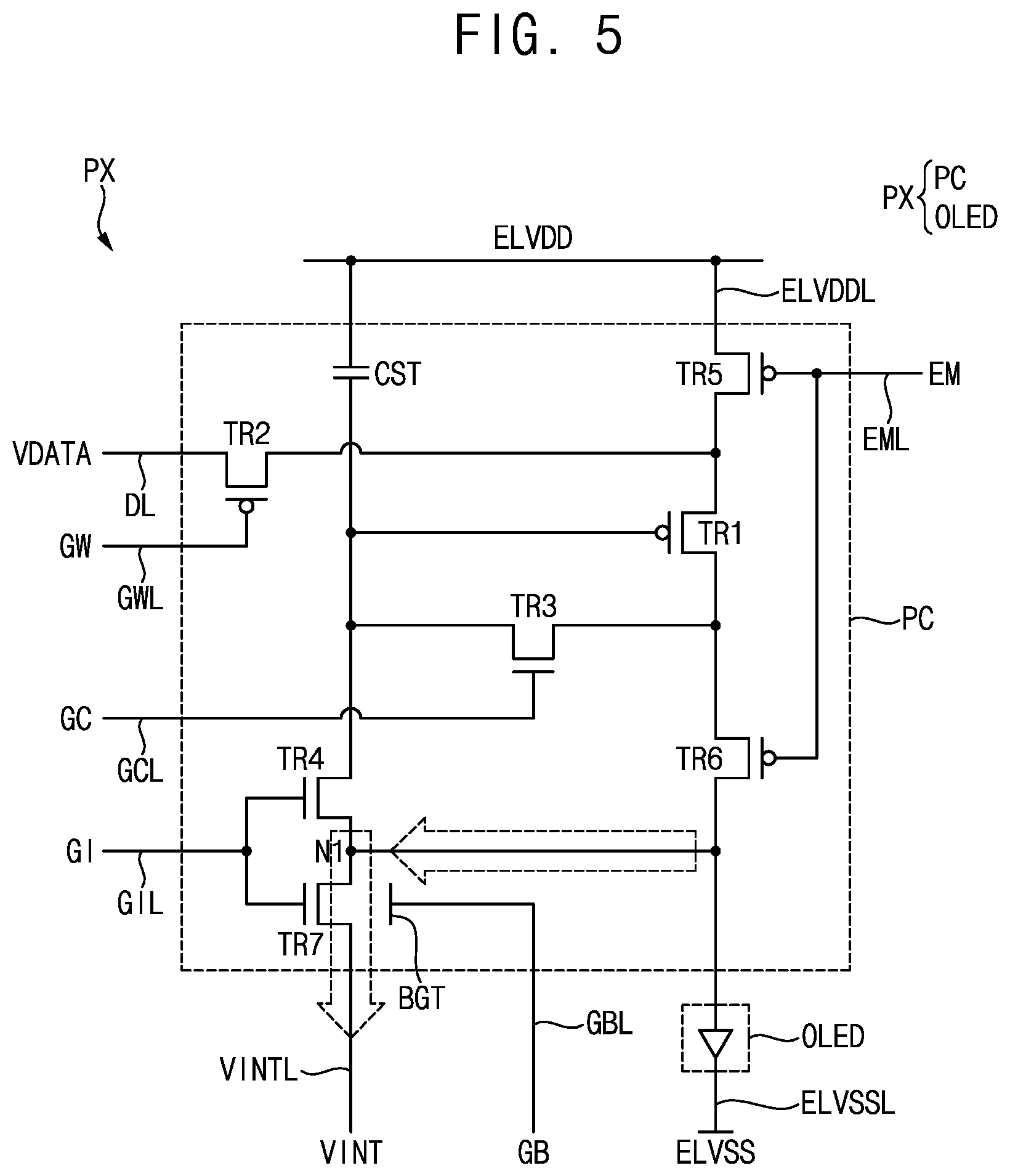 Patent US12106717 Figure 5 – Pixel and display device including pixel