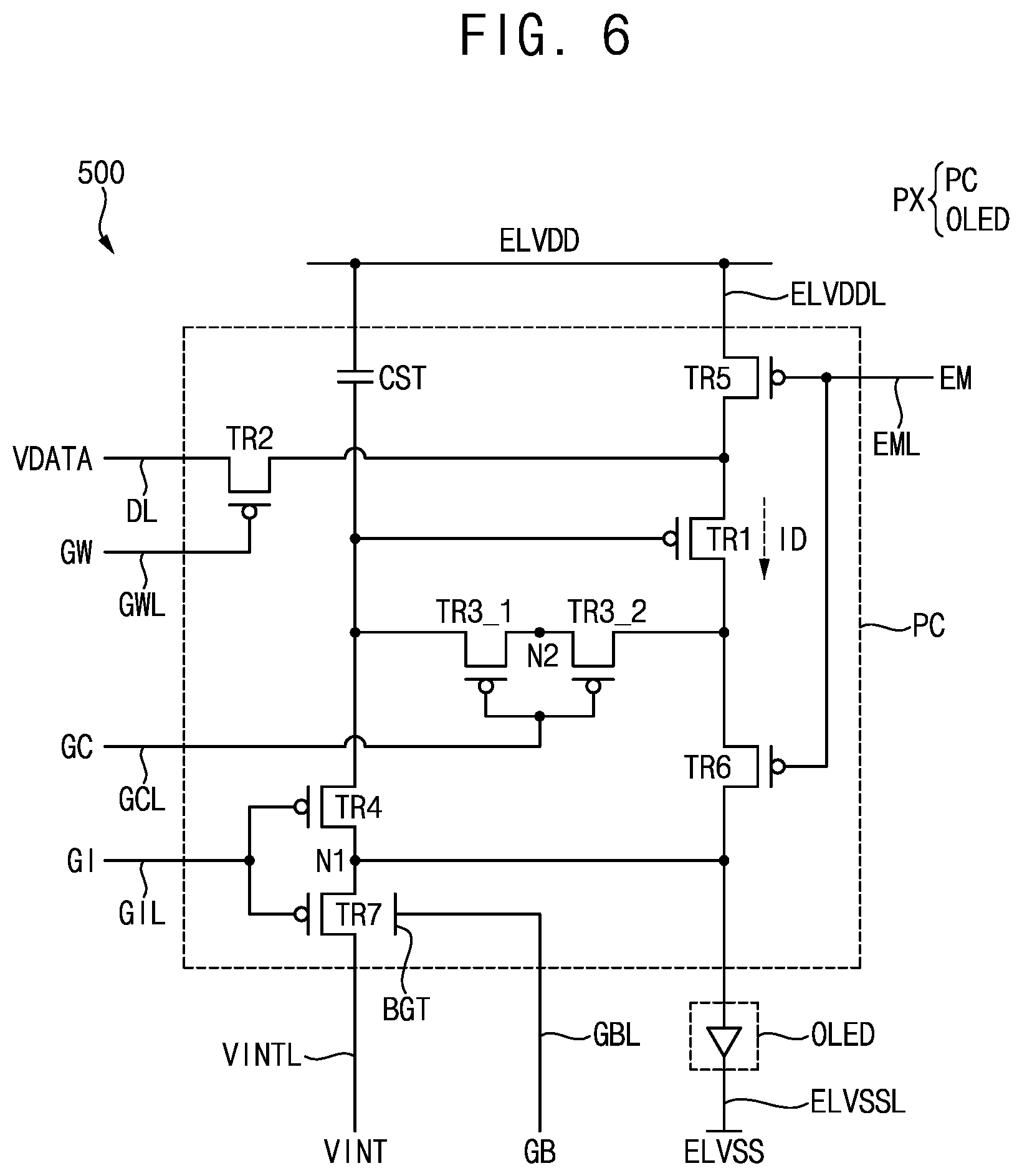 Patent US12106717 Figure 6 – Pixel and display device including pixel