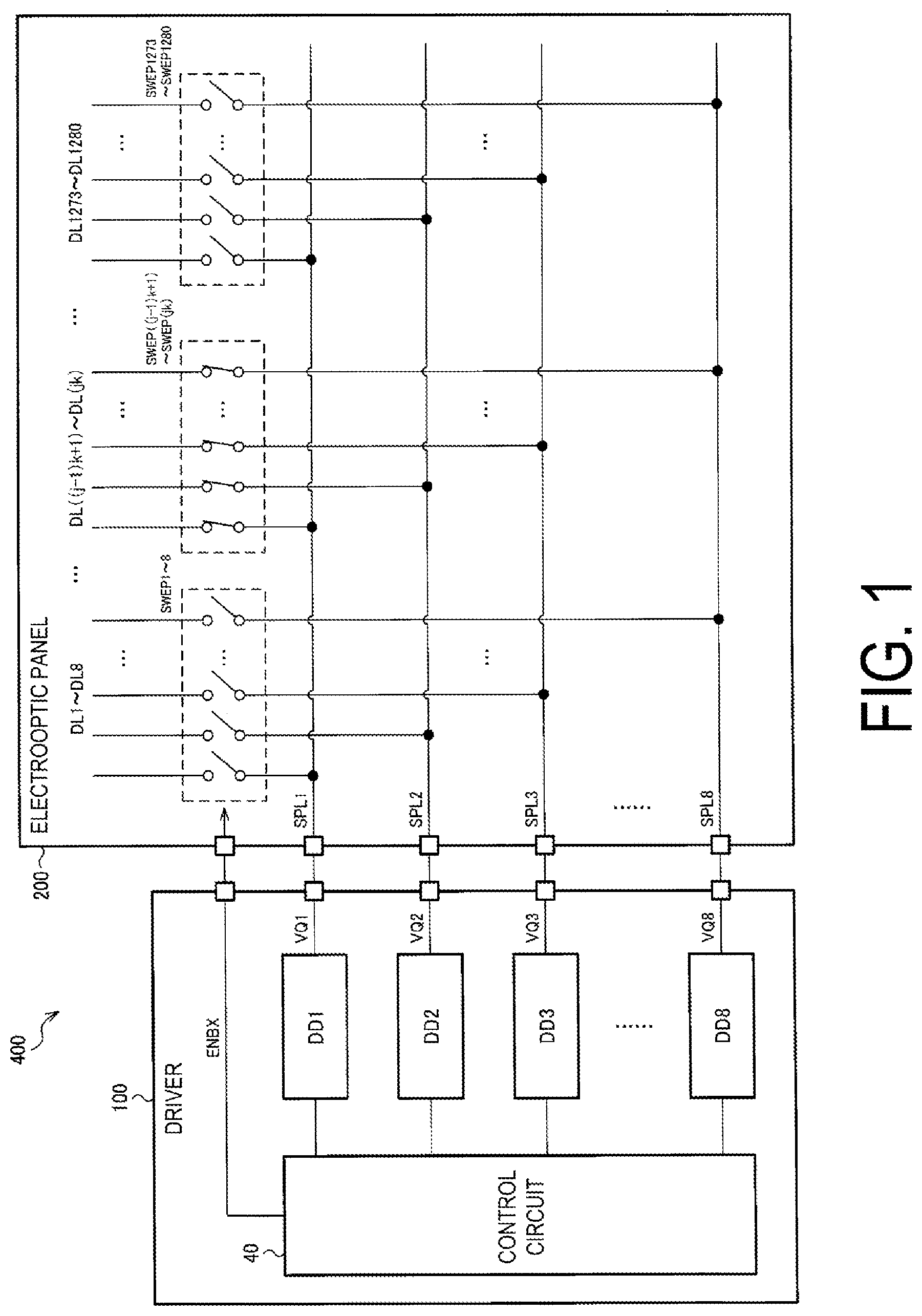 Patent US12106731 Figure 1 – Driver having variable capacitance capacitor, electro-optical device and electronic apparatus