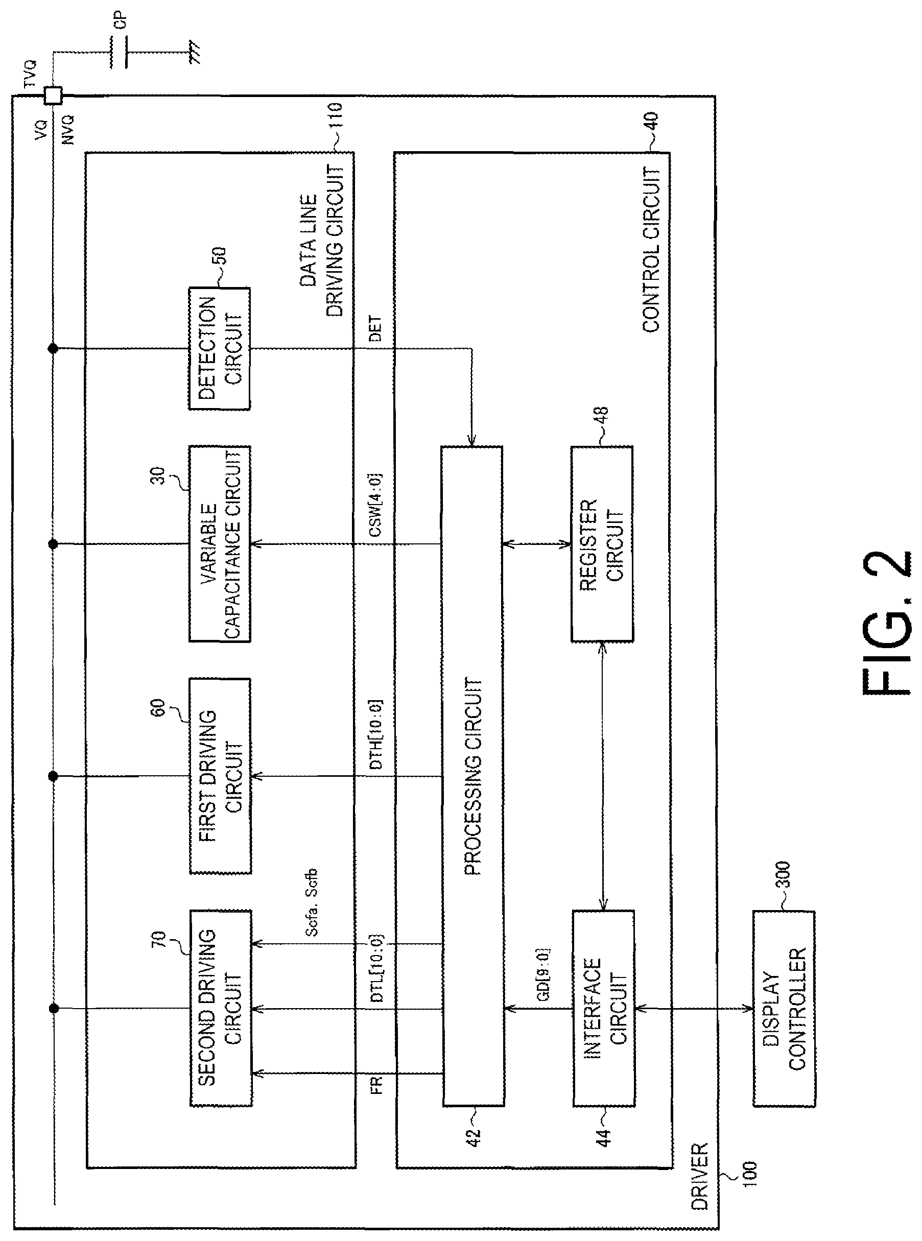 Patent US12106731 Figure 2 – Driver having variable capacitance capacitor, electro-optical device and electronic apparatus