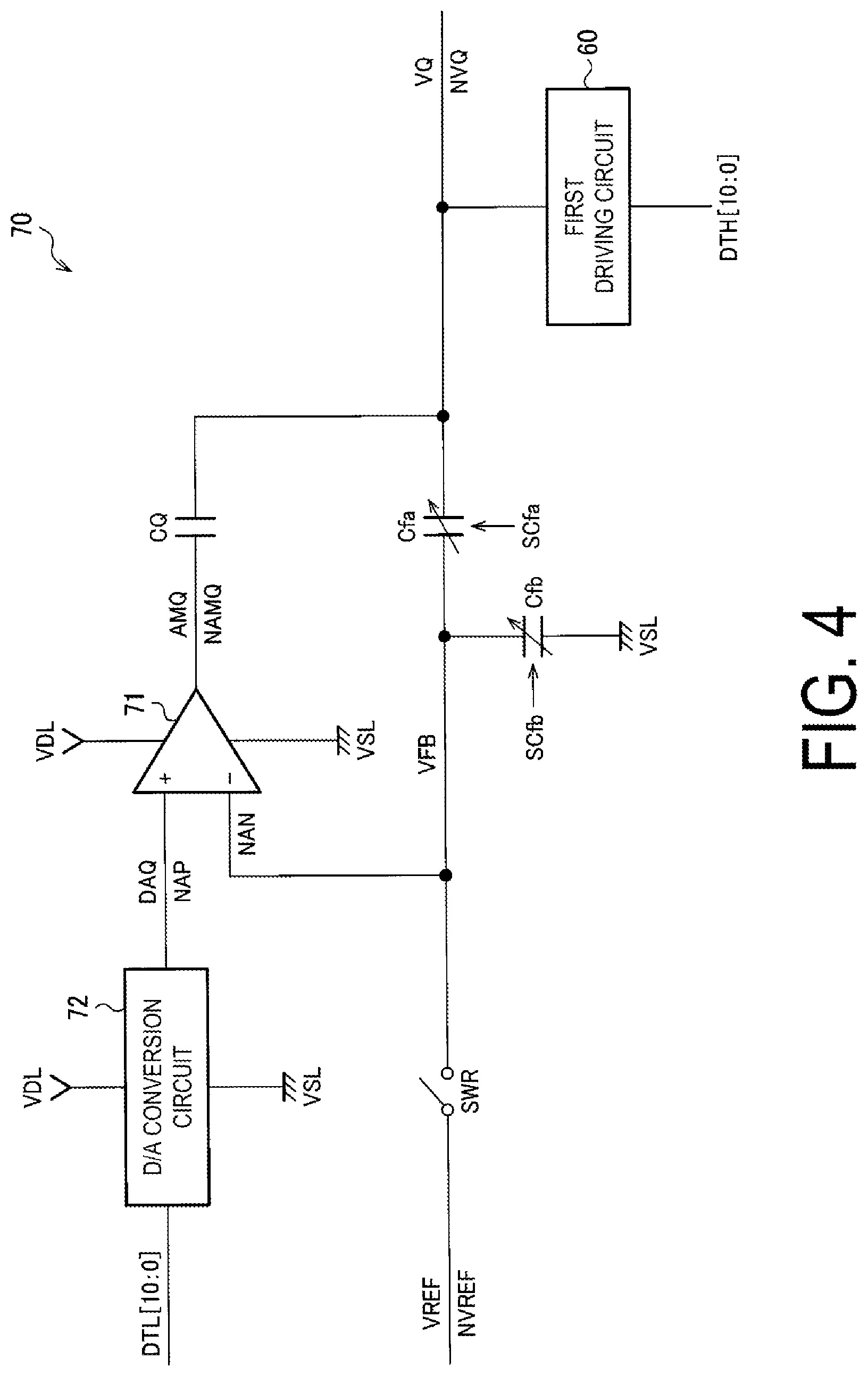 Patent US12106731 Figure 4 – Driver having variable capacitance capacitor, electro-optical device and electronic apparatus