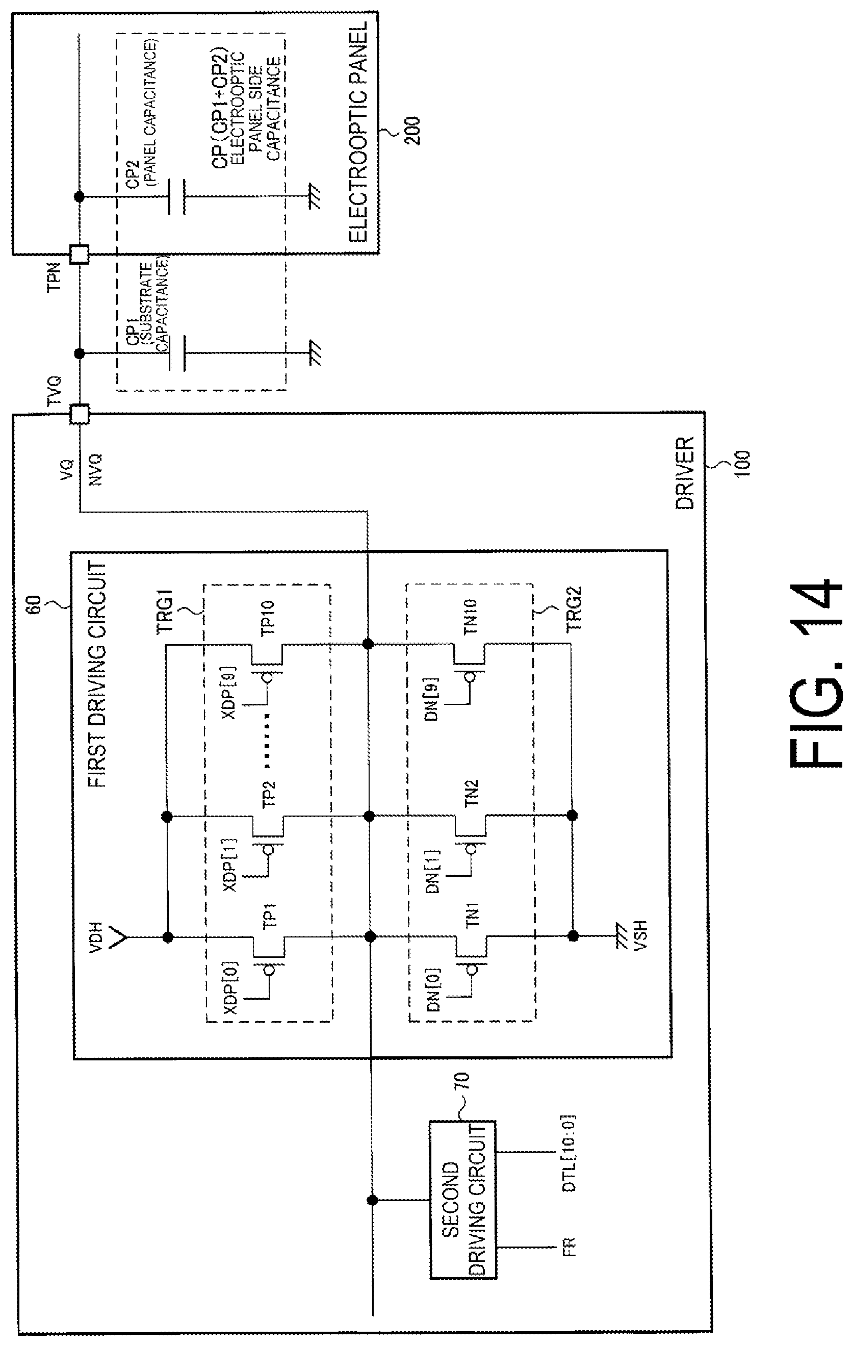 Patent US12106731 Figure 14 – Driver having variable capacitance capacitor, electro-optical device and electronic apparatus