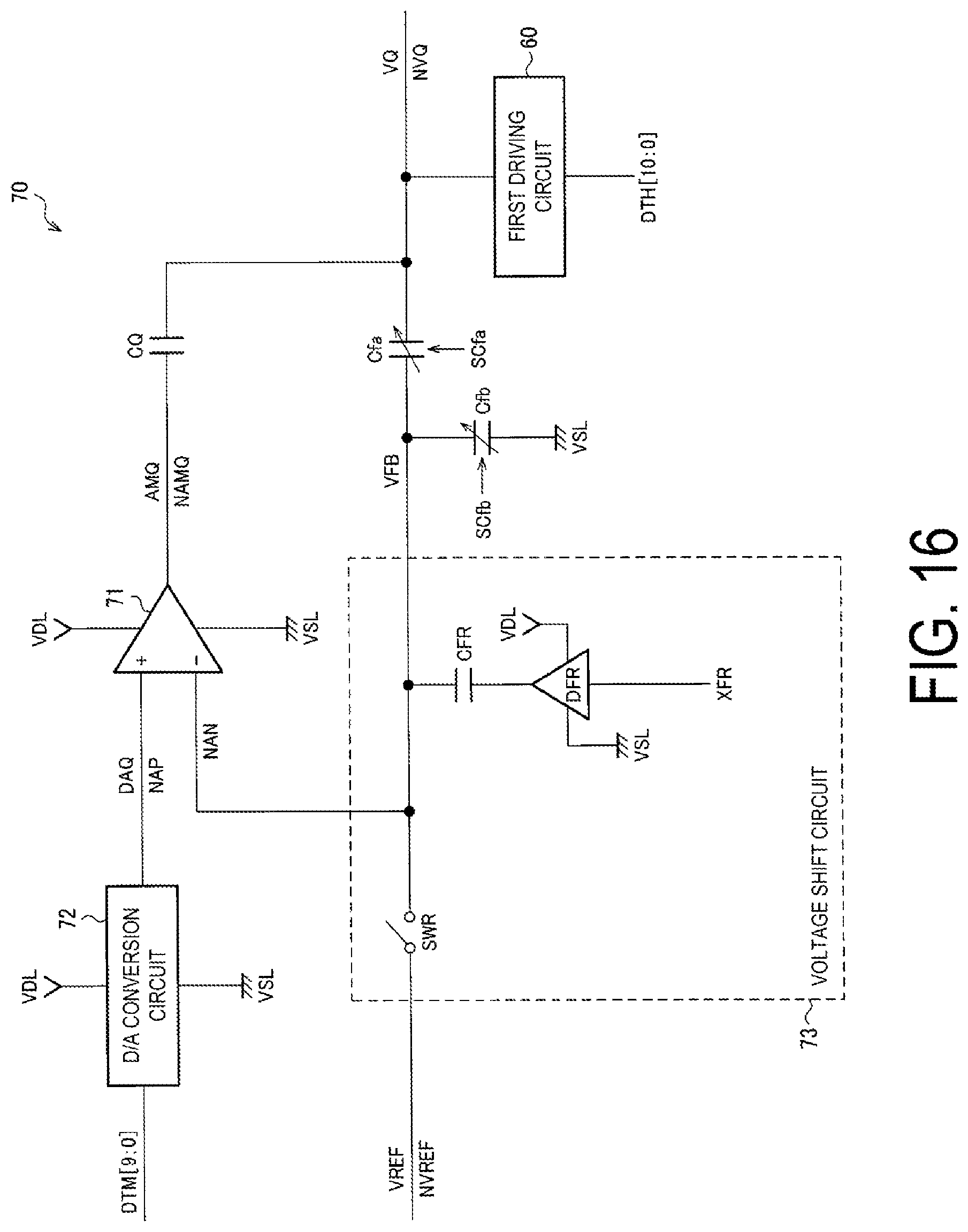 Patent US12106731 Figure 16 – Driver having variable capacitance capacitor, electro-optical device and electronic apparatus
