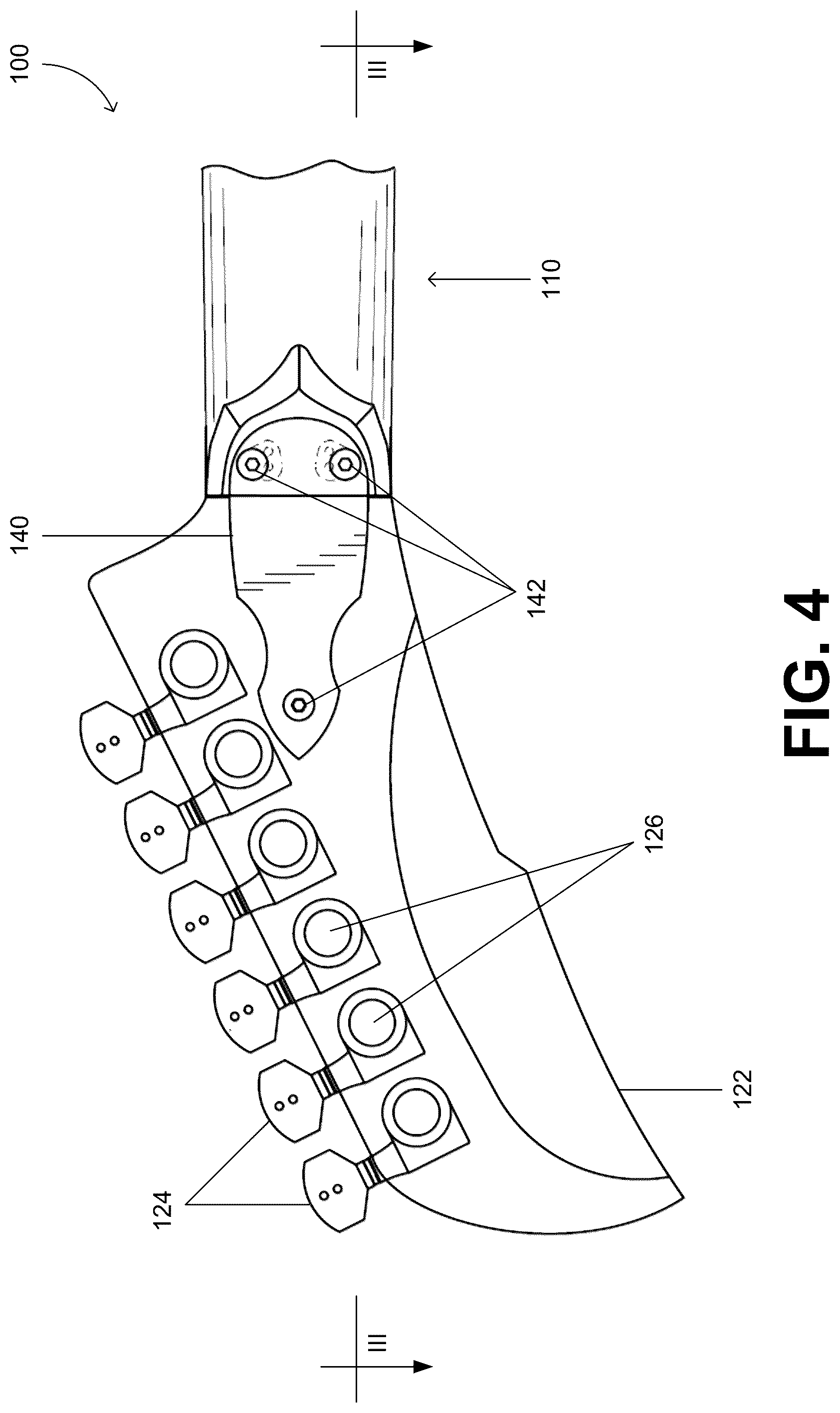 Patent US12106737 Figure 5 – Modular neck and headstock for stringed instruments
