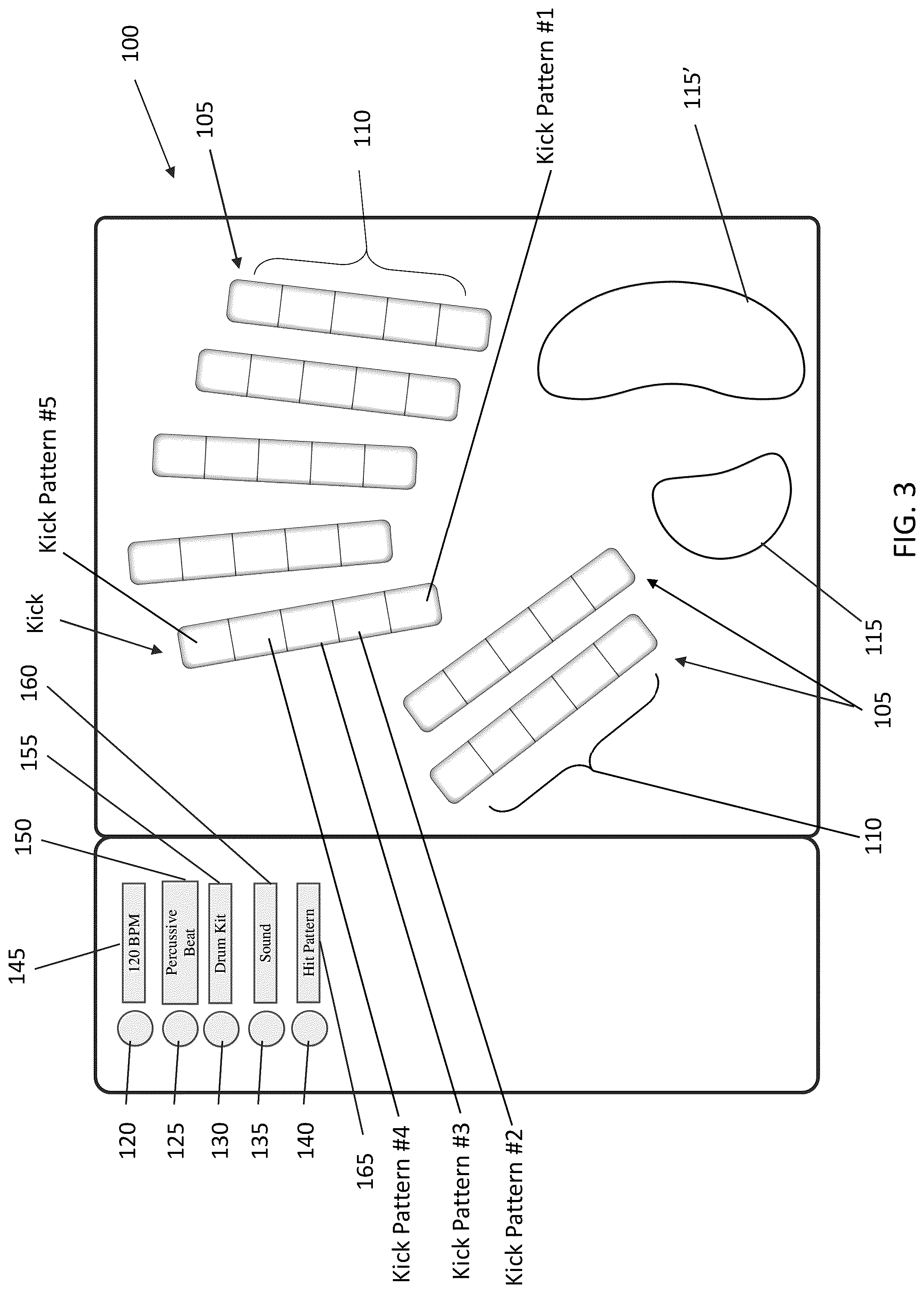 Patent US12106743 Figure 3 – Beat player musical instrument