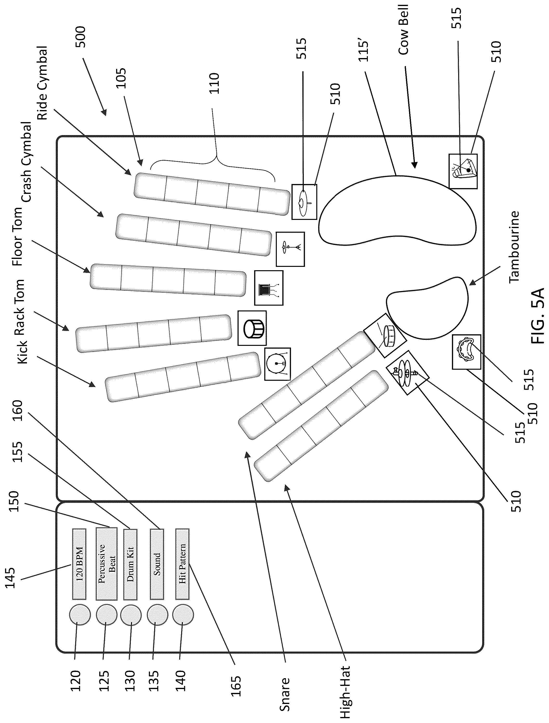 Patent US12106743 Figure 5 – Beat player musical instrument