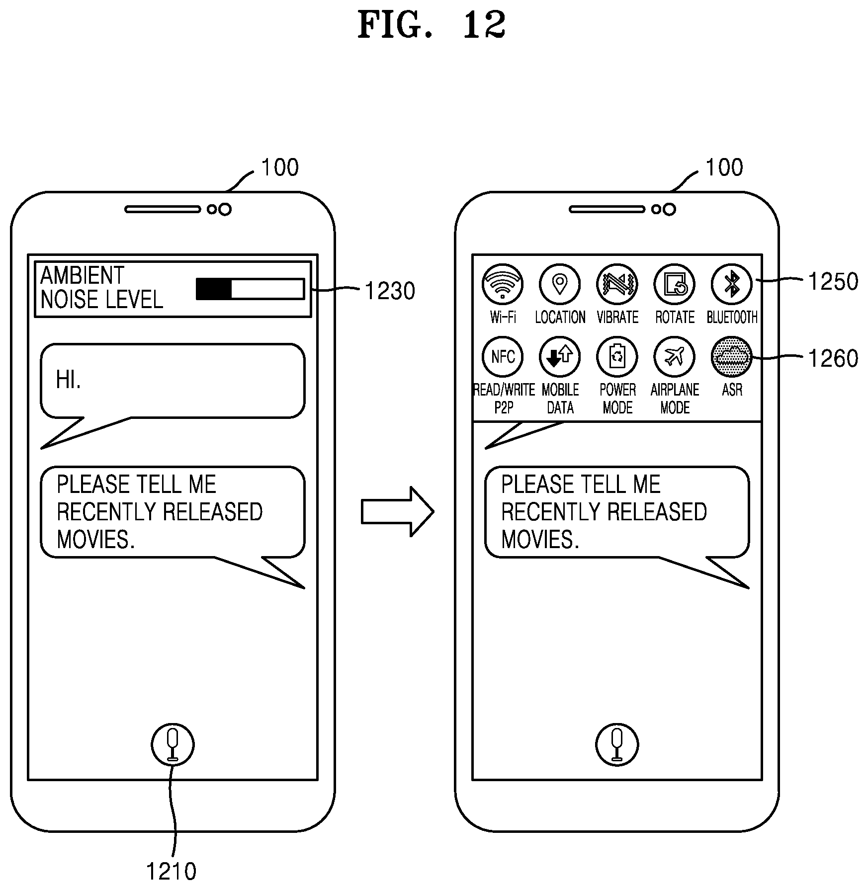 Patent US12106754 Figure 12 – Systems and operation methods for device selection using ambient noise