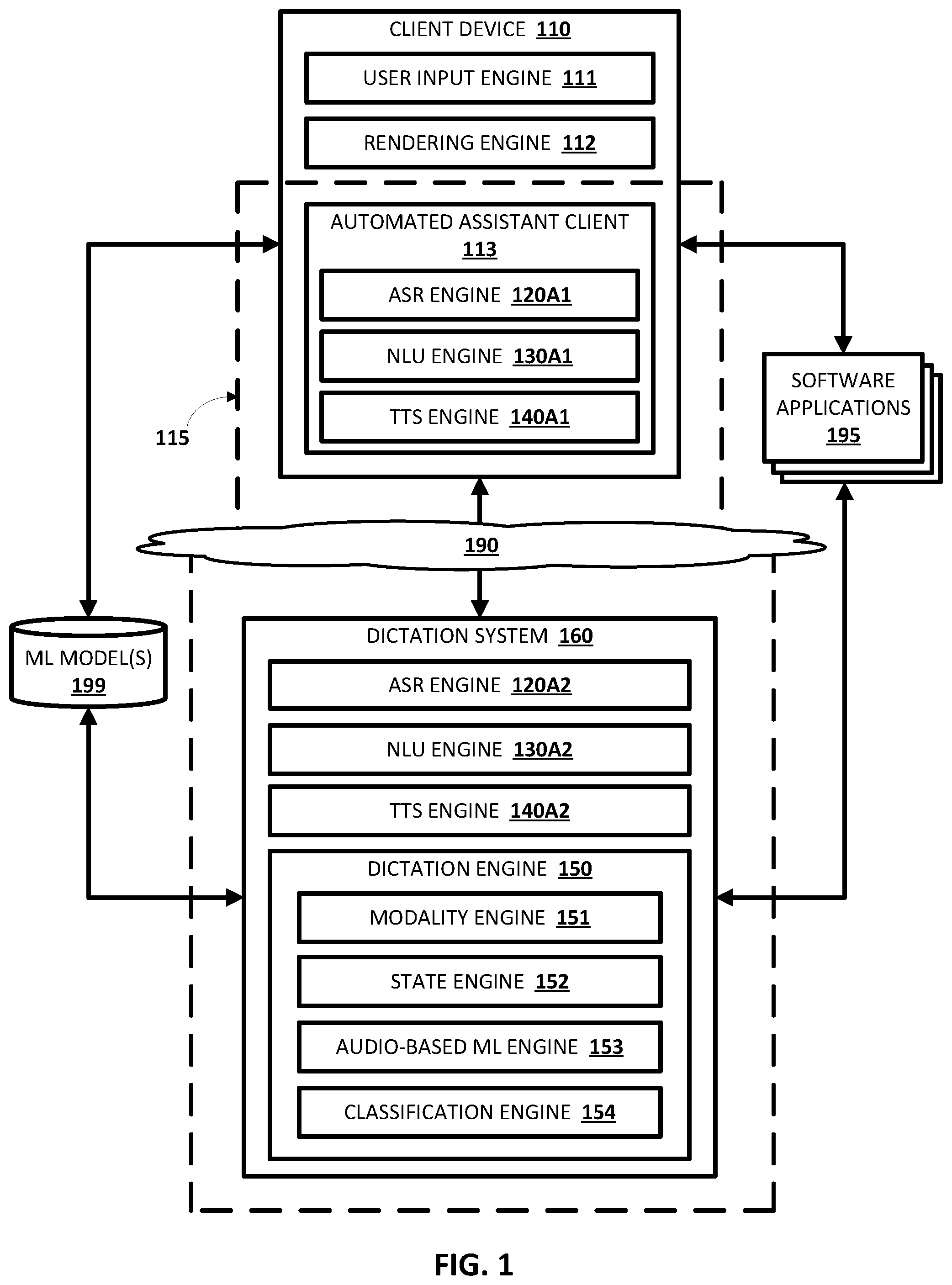 Patent US12106758 Figure 1 – Voice commands for an automated assistant utilized in smart dictation
