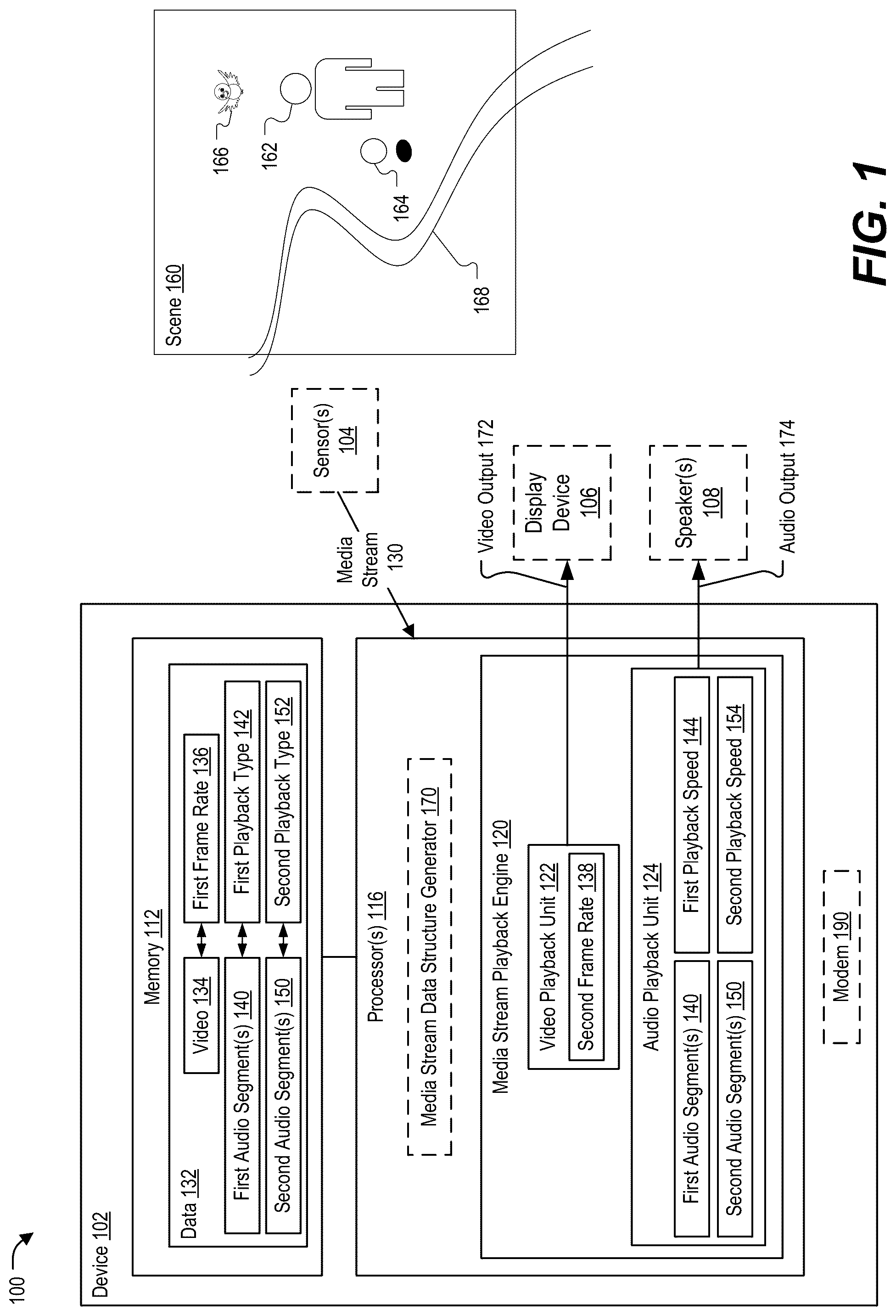 Patent US12106776 — Coordination of slow motion video with audio — Figure 1
