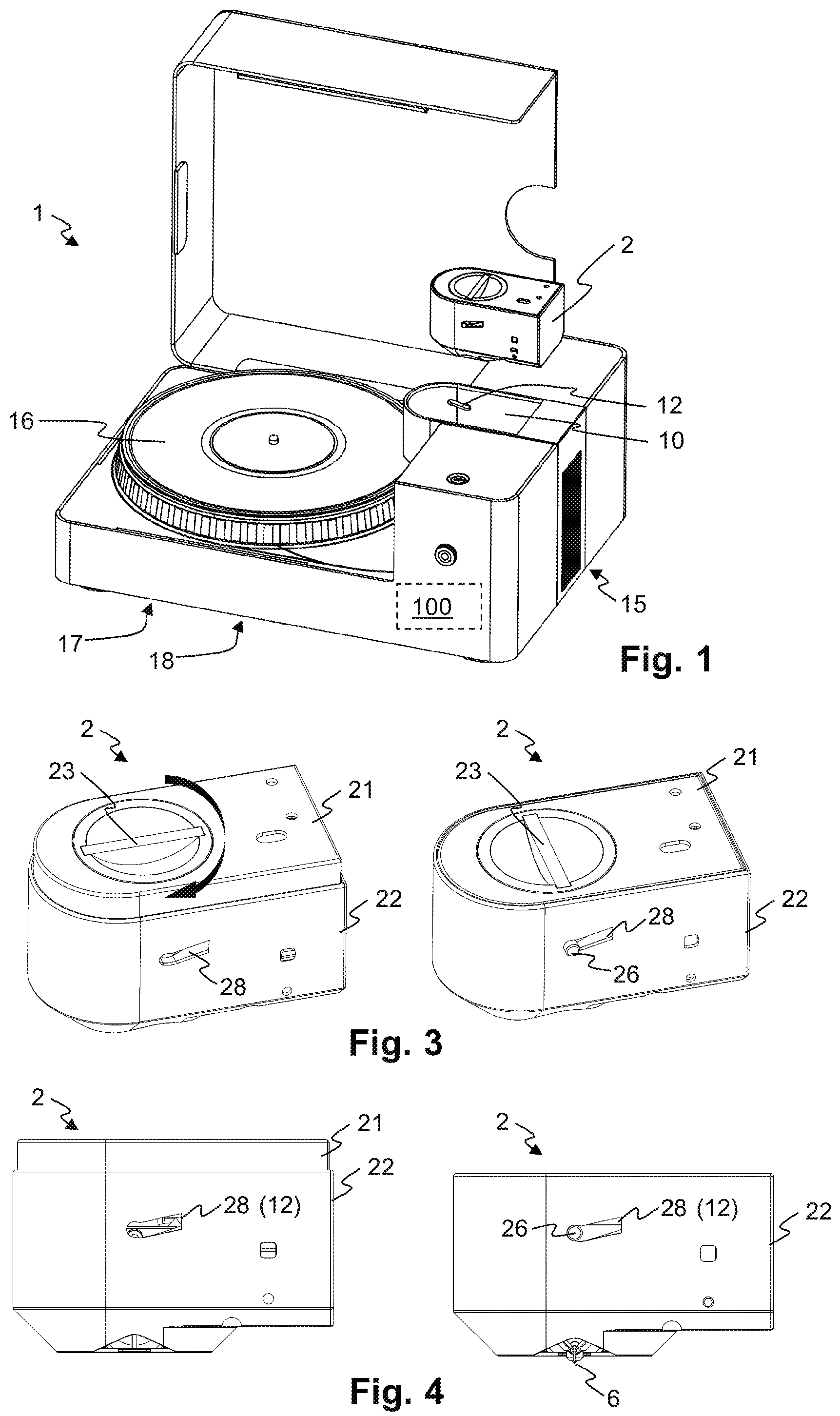 Patent US12106781 Figure 1 – Cutter unit for cutting a phonographic record, cartridge for a cutter unit, blank for a phonographic record and method for reading information from a blank