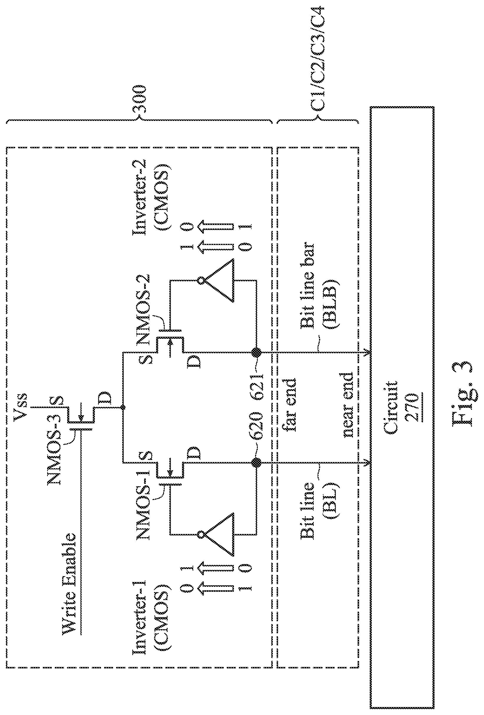 Patent US12106801 Figure 3 – Circuit for reducing voltage degradation caused by parasitic resistance in a memory device