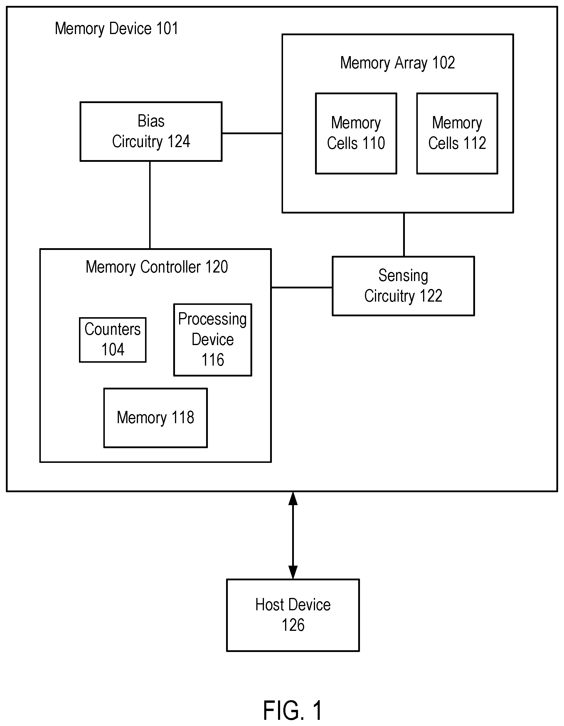 Patent US12106803 Figure 1 – Multi-step pre-read for write operations in memory devices