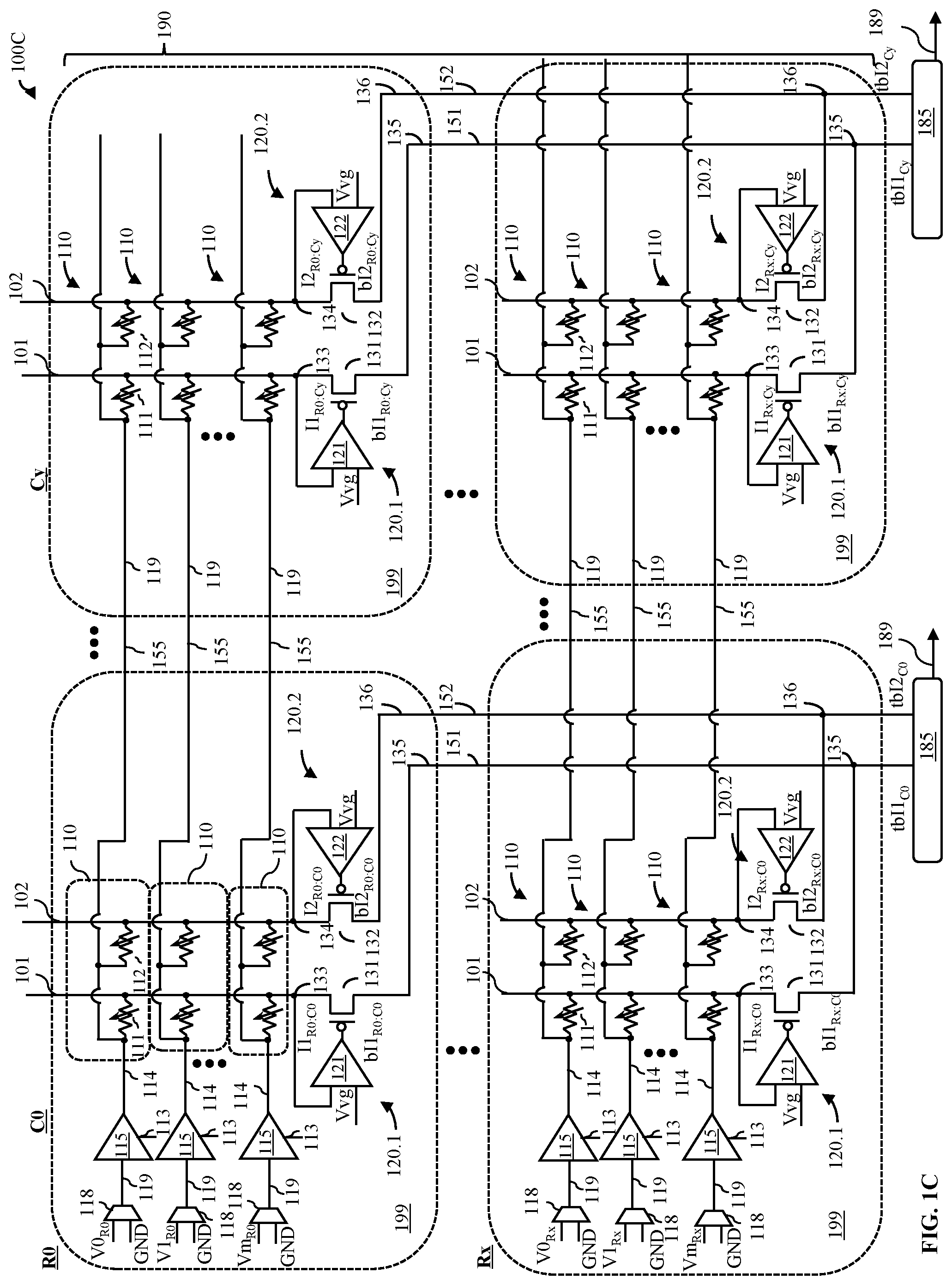 Patent US12106804 Figure 3 – Partitioned memory architecture with dual resistor memory elements for in-memory serial processing