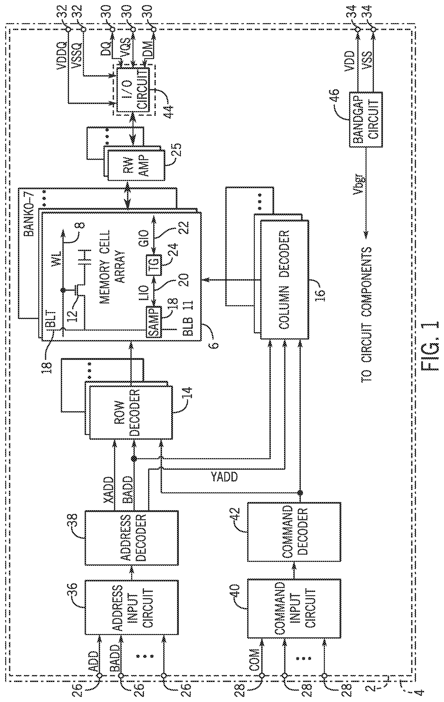 Patent US12106820 Figure 1 – Single column select architecture for sense amplifier circuity