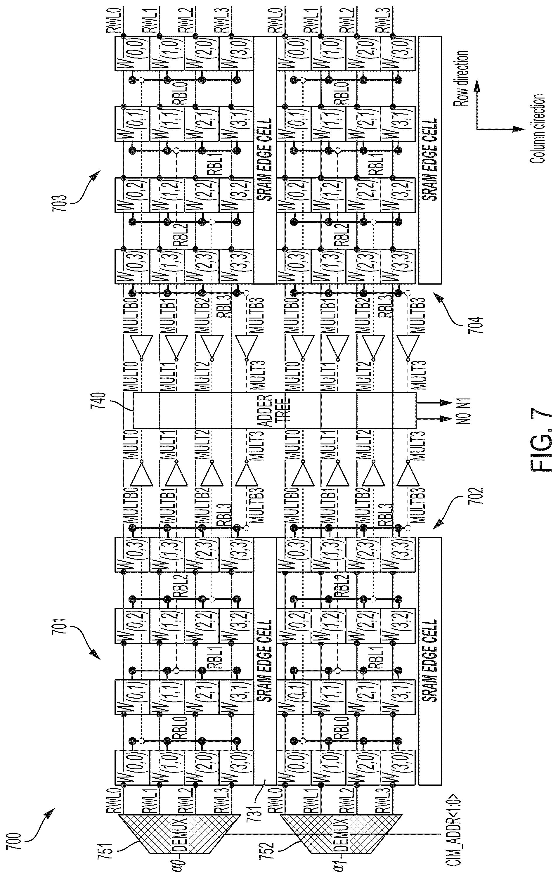 Patent US12106822 Figure 7 – Memory array with programmable number of filters