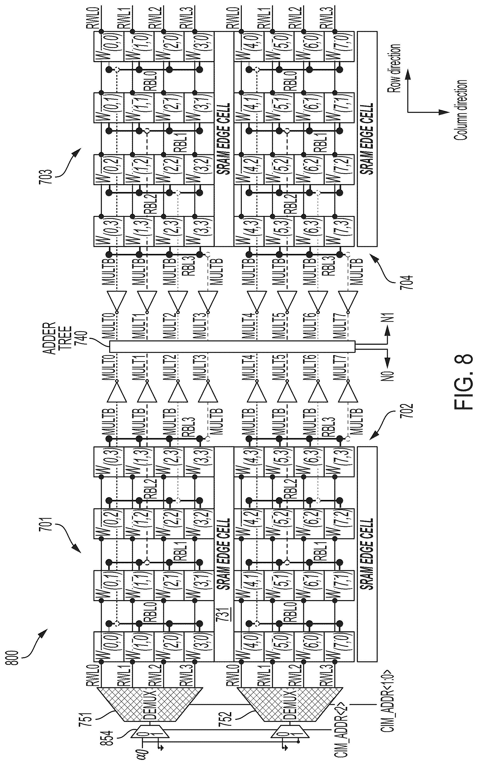 Patent US12106822 Figure 8 – Memory array with programmable number of filters