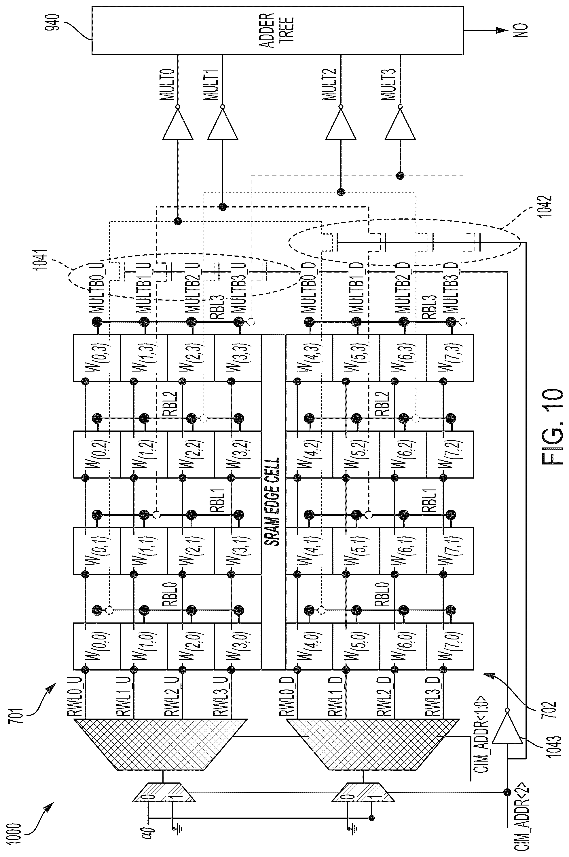 Patent US12106822 Figure 10 – Memory array with programmable number of filters