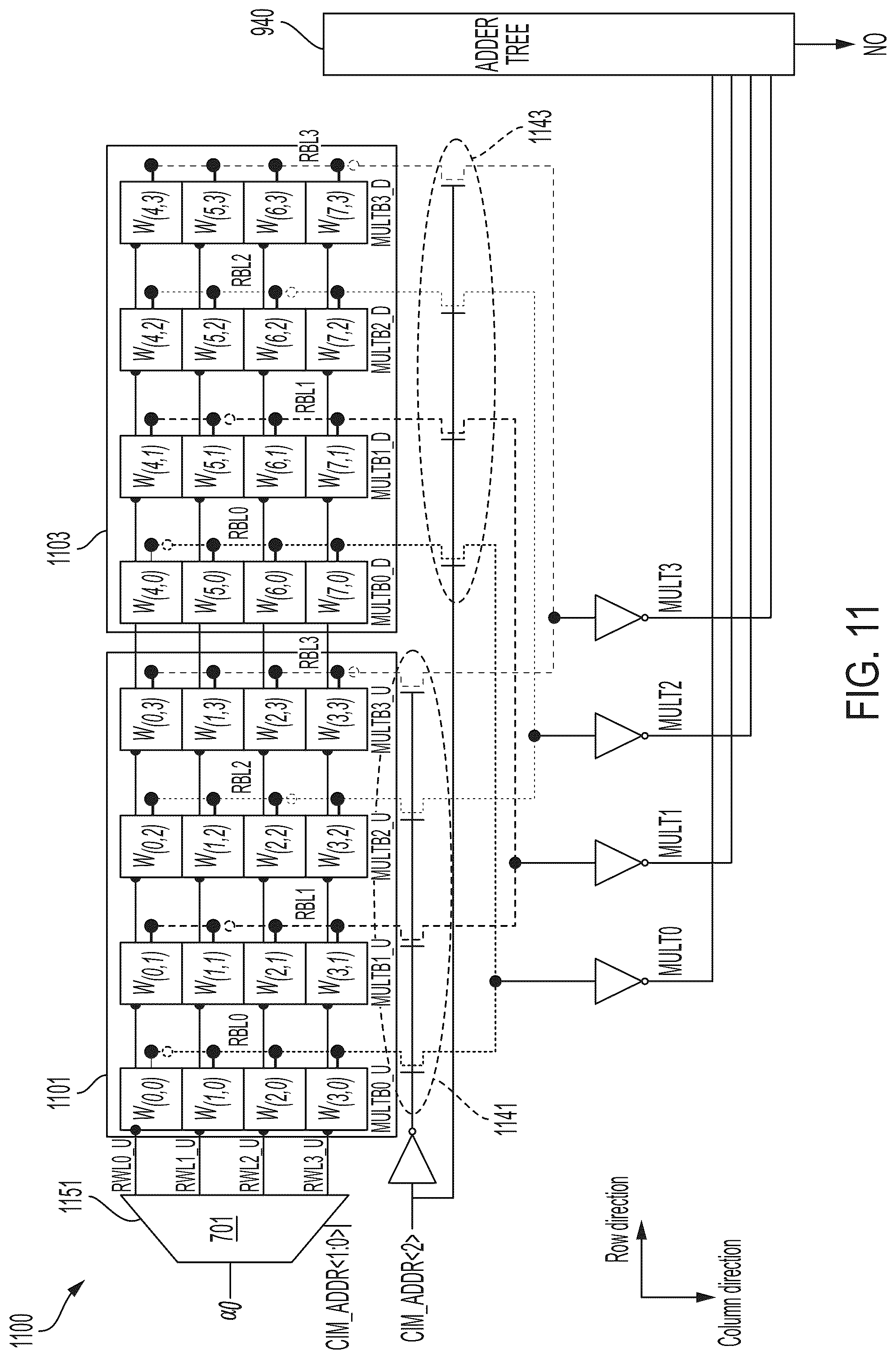 Patent US12106822 Figure 11 – Memory array with programmable number of filters