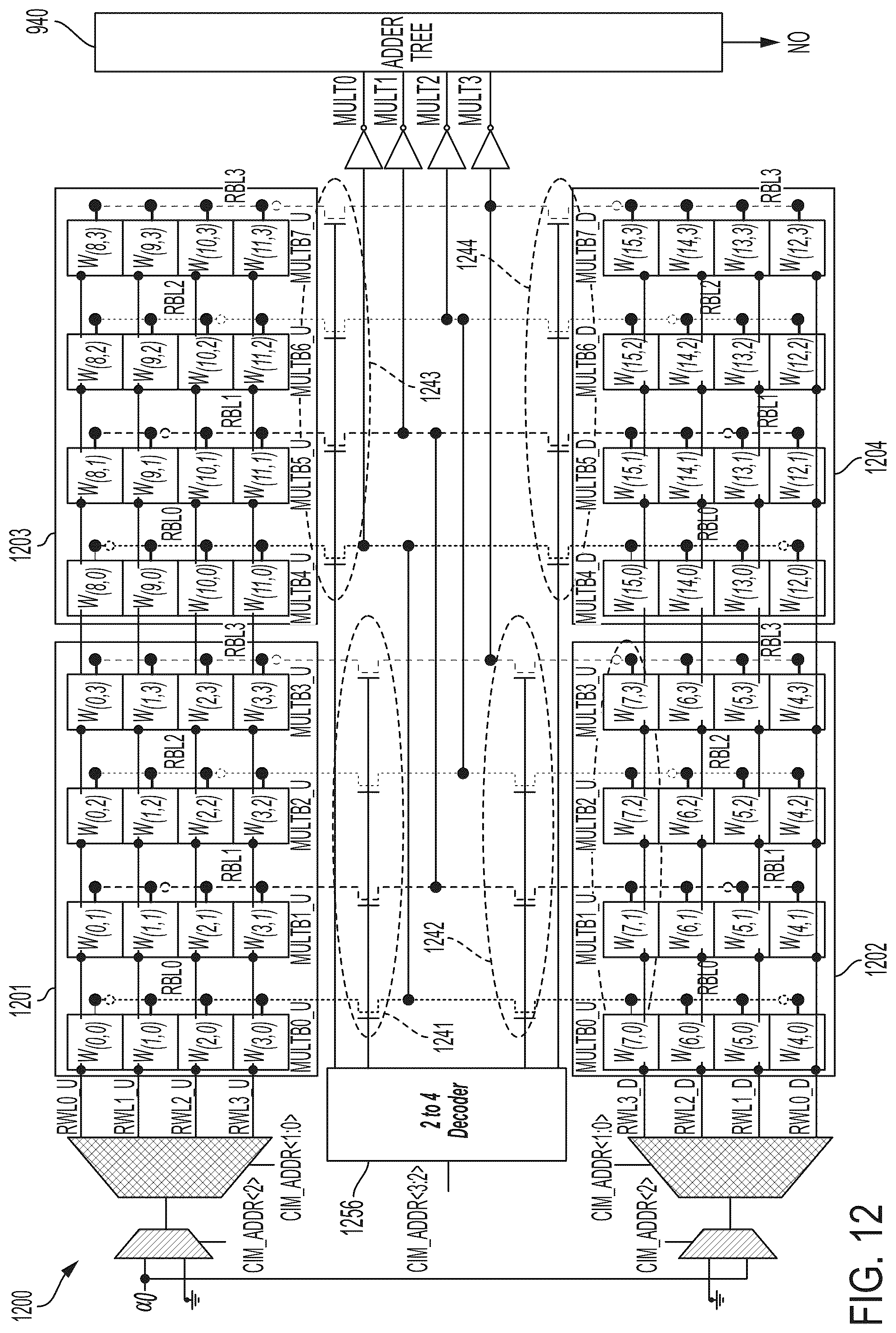 Patent US12106822 Figure 12 – Memory array with programmable number of filters